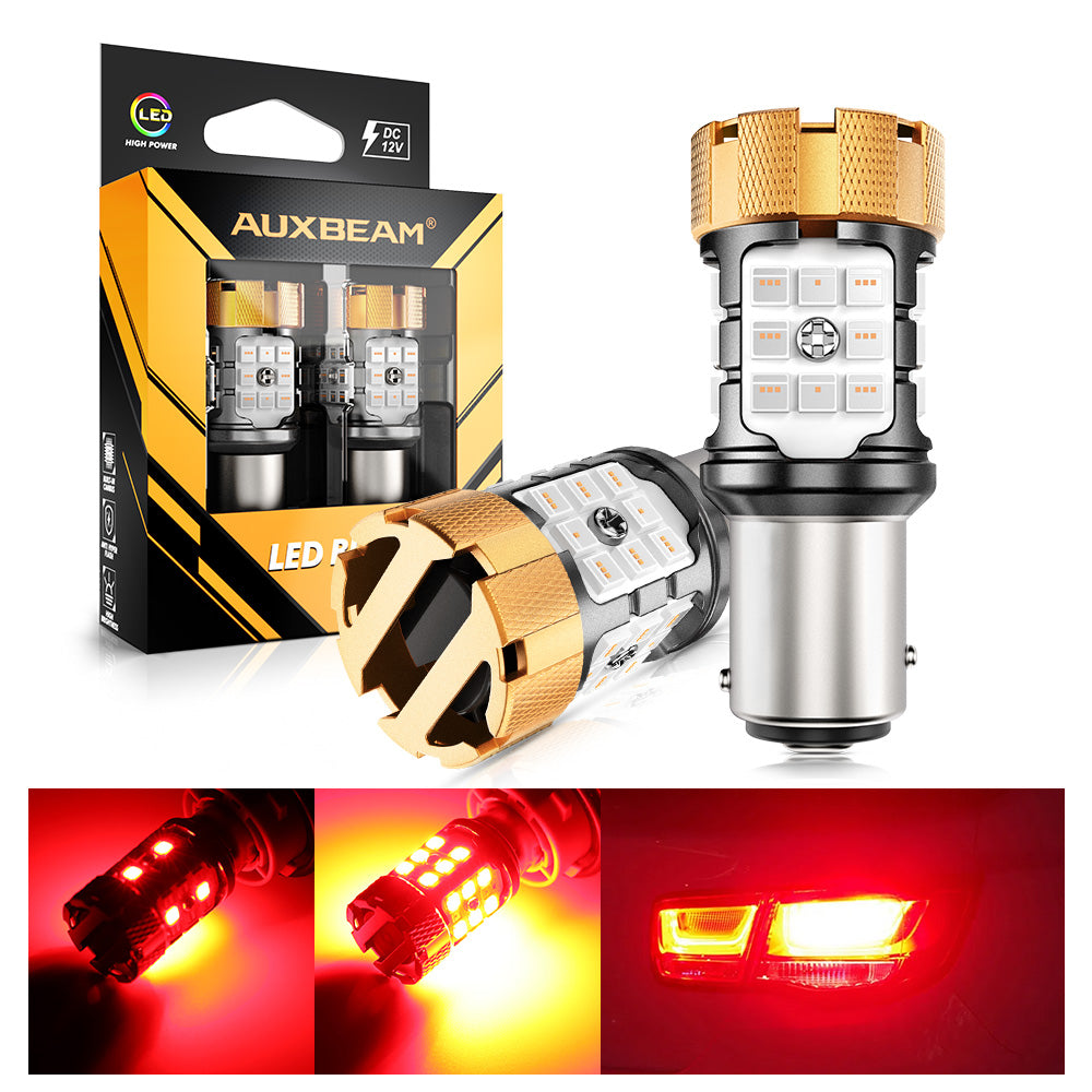 Auxbeam 1157 / 1156 / BAY15D / BA15S / BAU15S LED Bulbs – White / Amber / Red, CANBUS Error-Free, No Hyper Flash, Turn Signal / DRL / Brake / Tail / Reverse Lights, Fan Cooling (2 Pack)