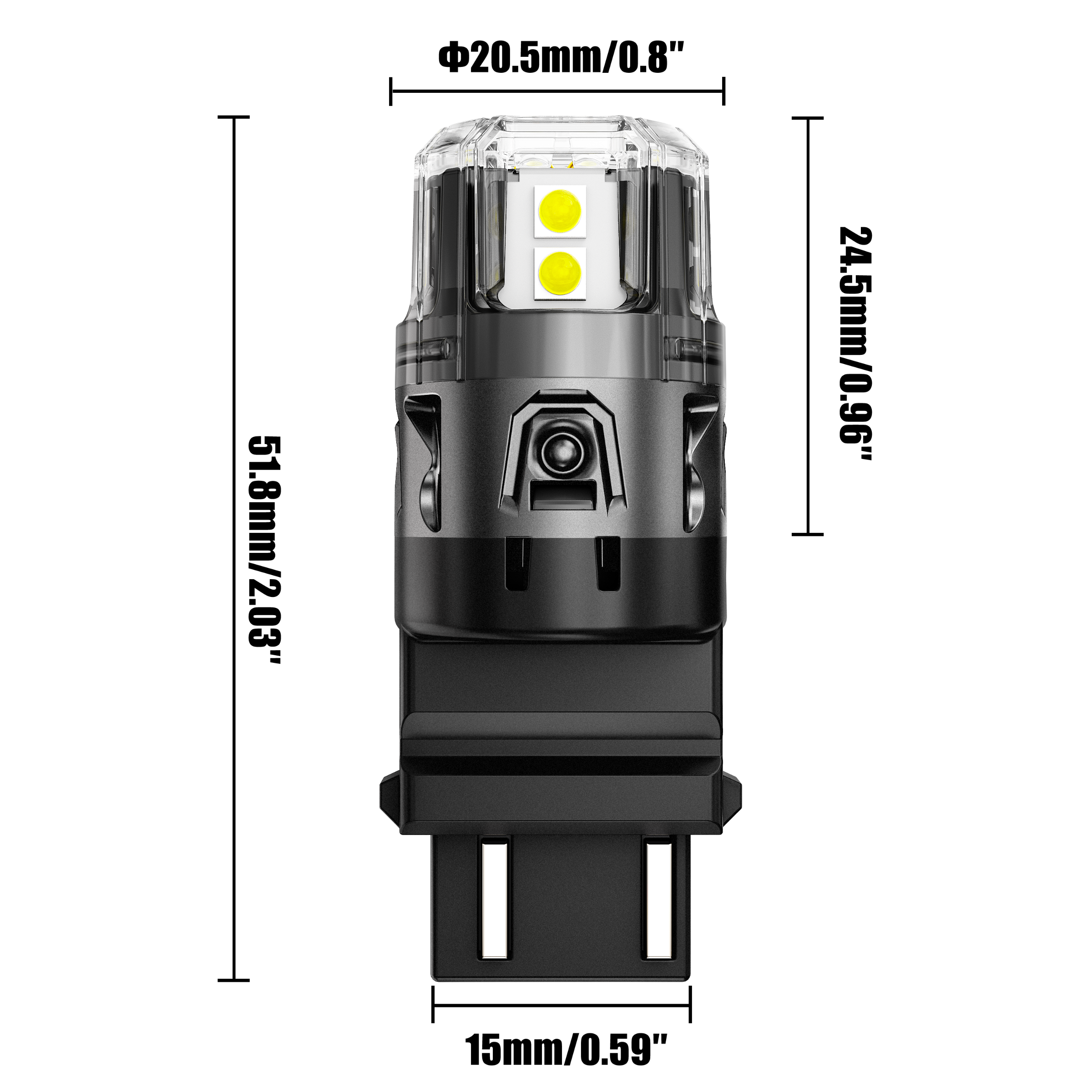 Auxbeam T25 / 3157 / 3156 LED Bulbs – B52 Series, Backup/Reverse/Turn Signal/Brake/Tail Lights, 13W, 500% Brighter, 6500K White, CAN-Bus Error-Free (2 Pack)