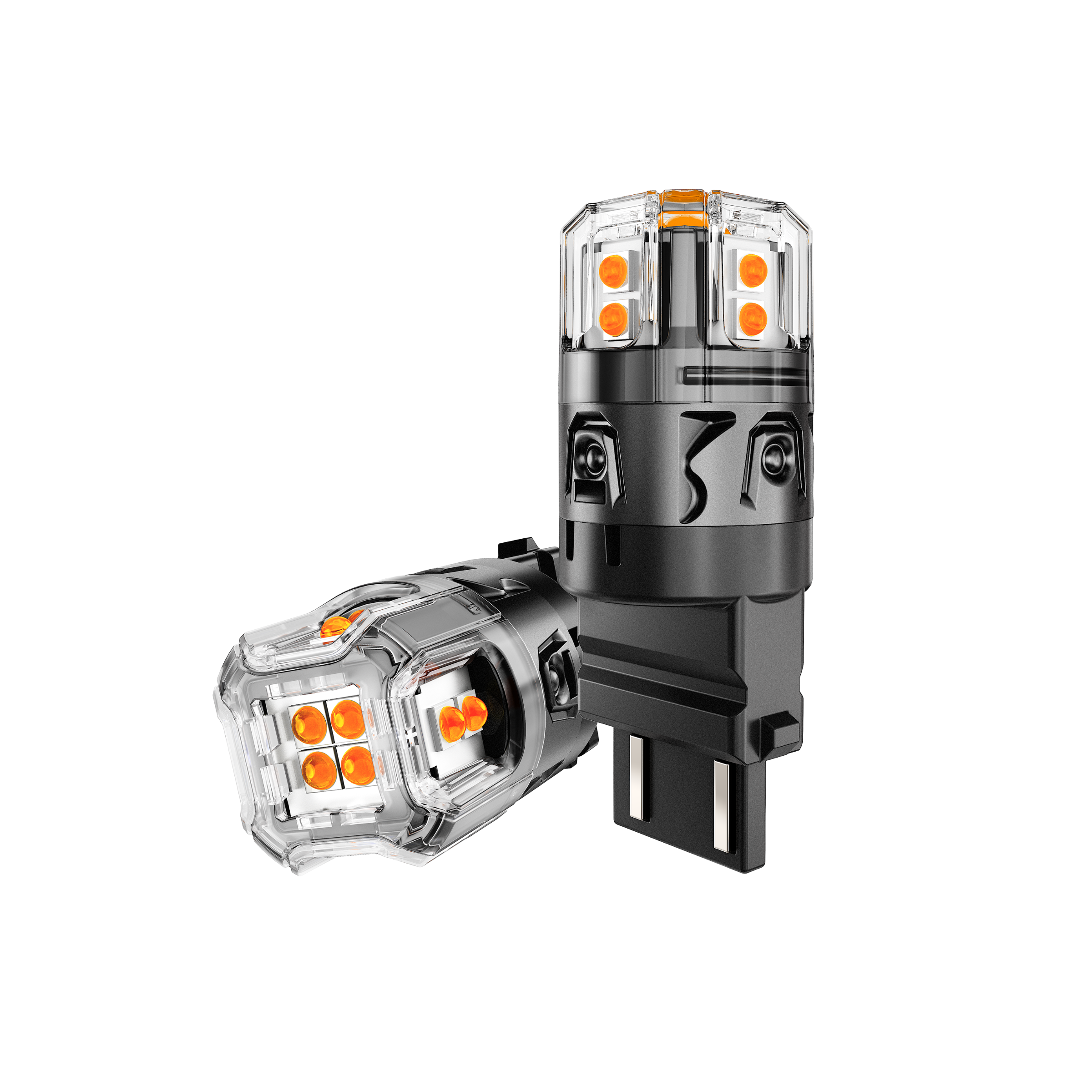 Auxbeam T25 / 3157 / 3156 LED Turn Signal Bulbs – B52 Series, Front/Rear & Side Marker Lights, 13W, 500% Brighter, 3000K Amber, CAN-Bus Error-Free (2 Pack)