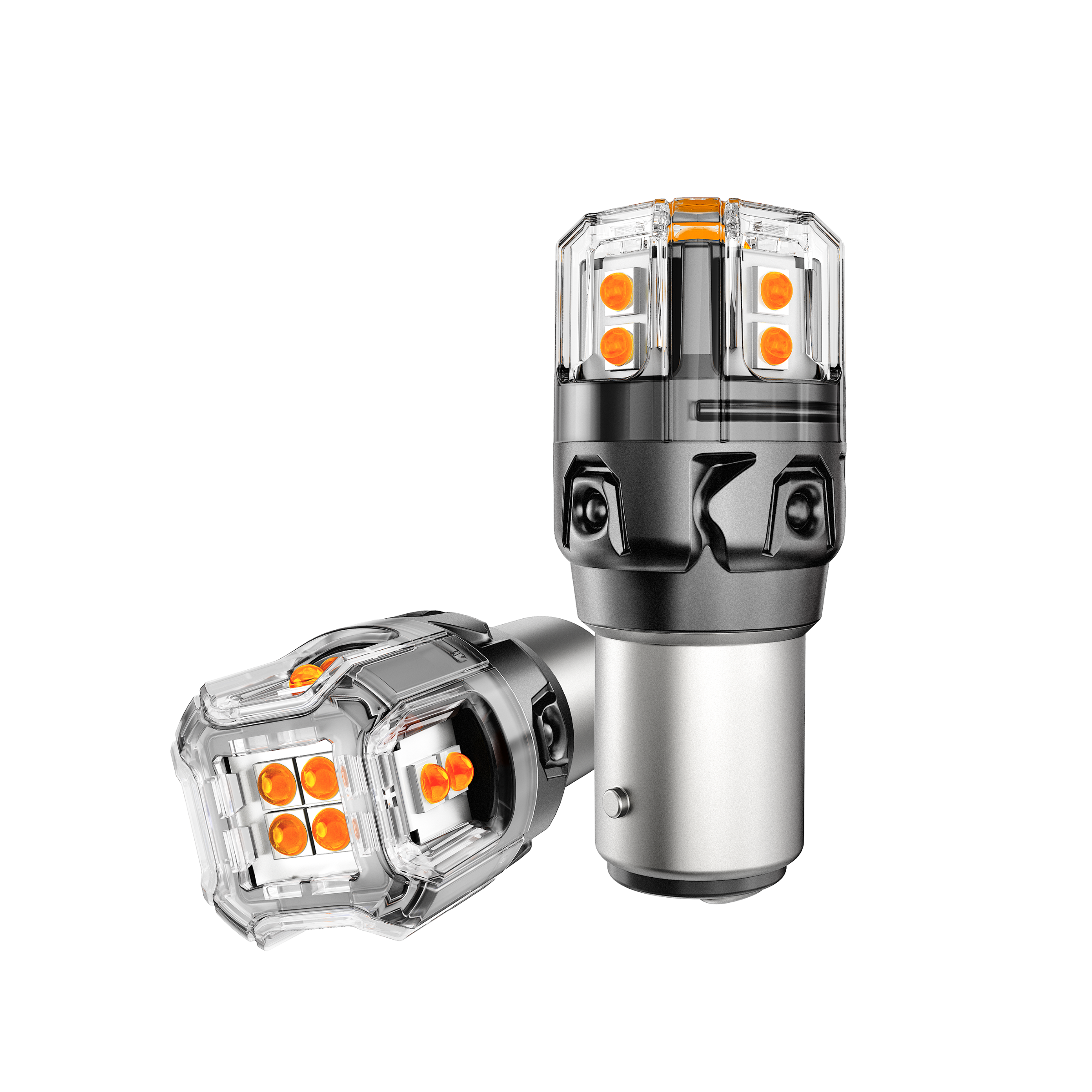 Auxbeam 1157 BAY15D LED Turn Signal Bulbs – B52 Series, Front/Rear & Side Marker Lights, 13W, 500% Brighter, 3000K Amber, CAN-Bus Error-Free (2 Pack)