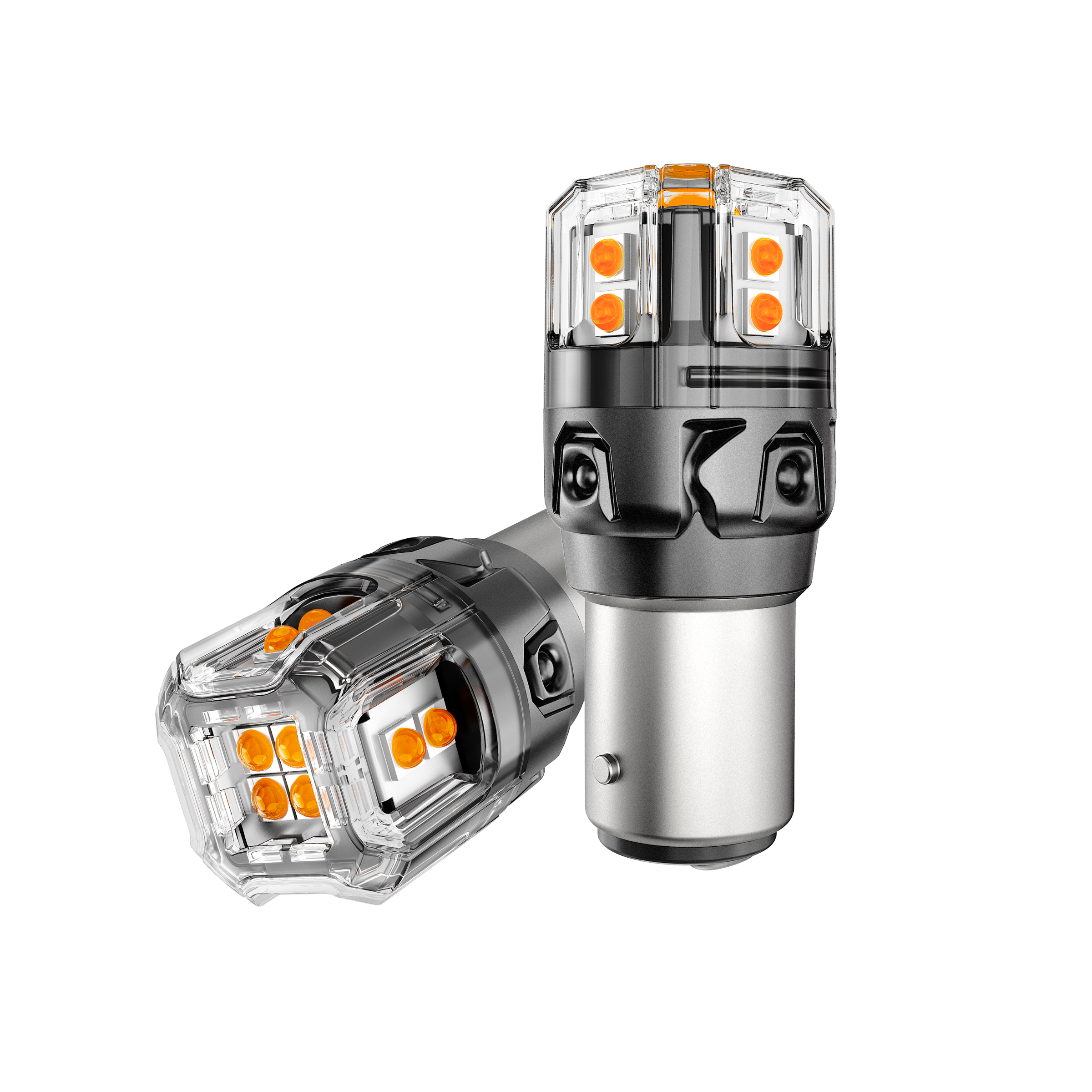 Auxbeam 1157 BAY15D LED Turn Signal Bulbs – B52 Series, Front/Rear & Side Marker Lights, 13W, 500% Brighter, 3000K Amber, CAN-Bus Error-Free (2 Pack)