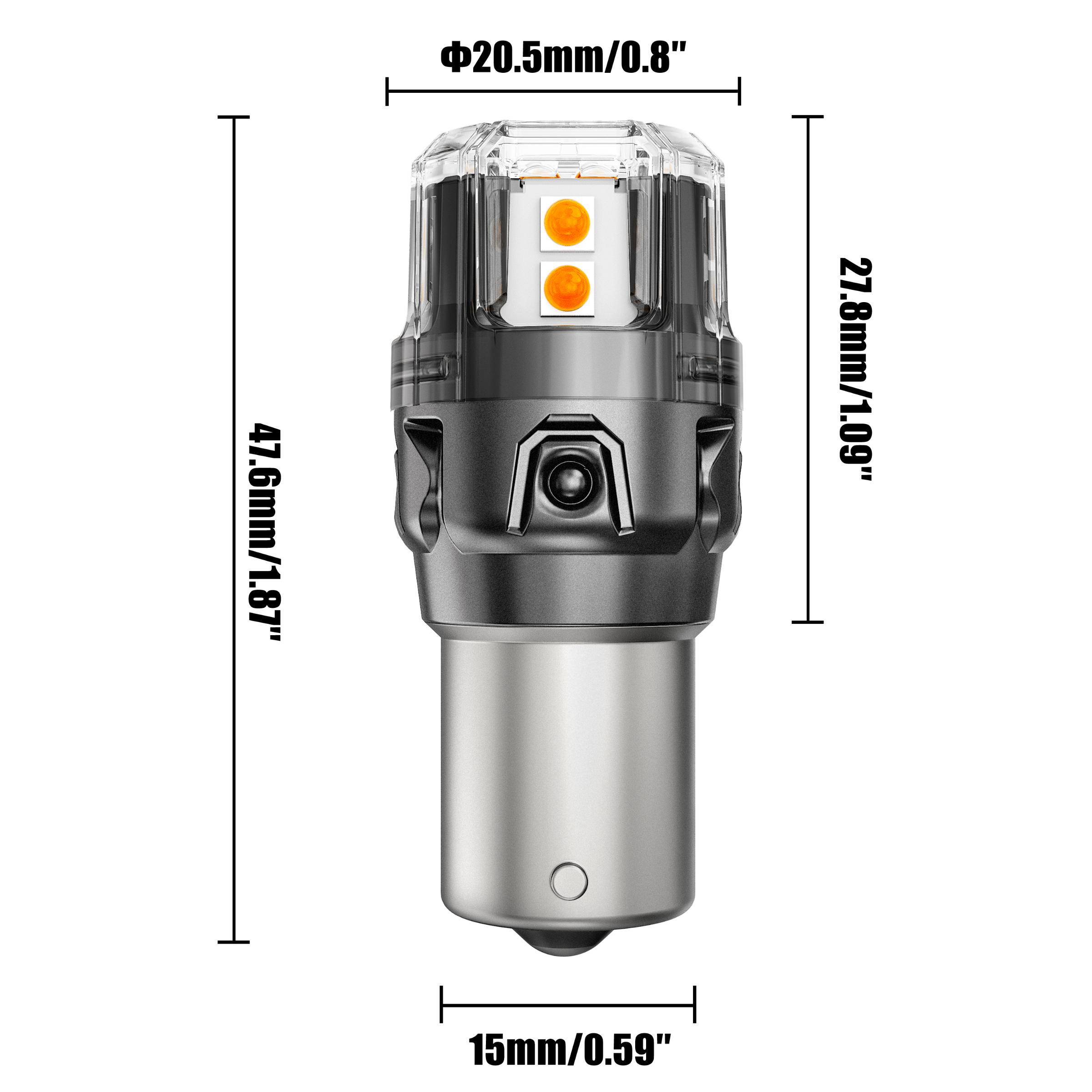 Auxbeam 1156 BA15S LED Turn Signal Bulbs – B52 Series, Front/Rear & Side Marker Lights, 13W, 500% Brighter, 3000K Amber, CAN-Bus Error-Free (2 Pack)