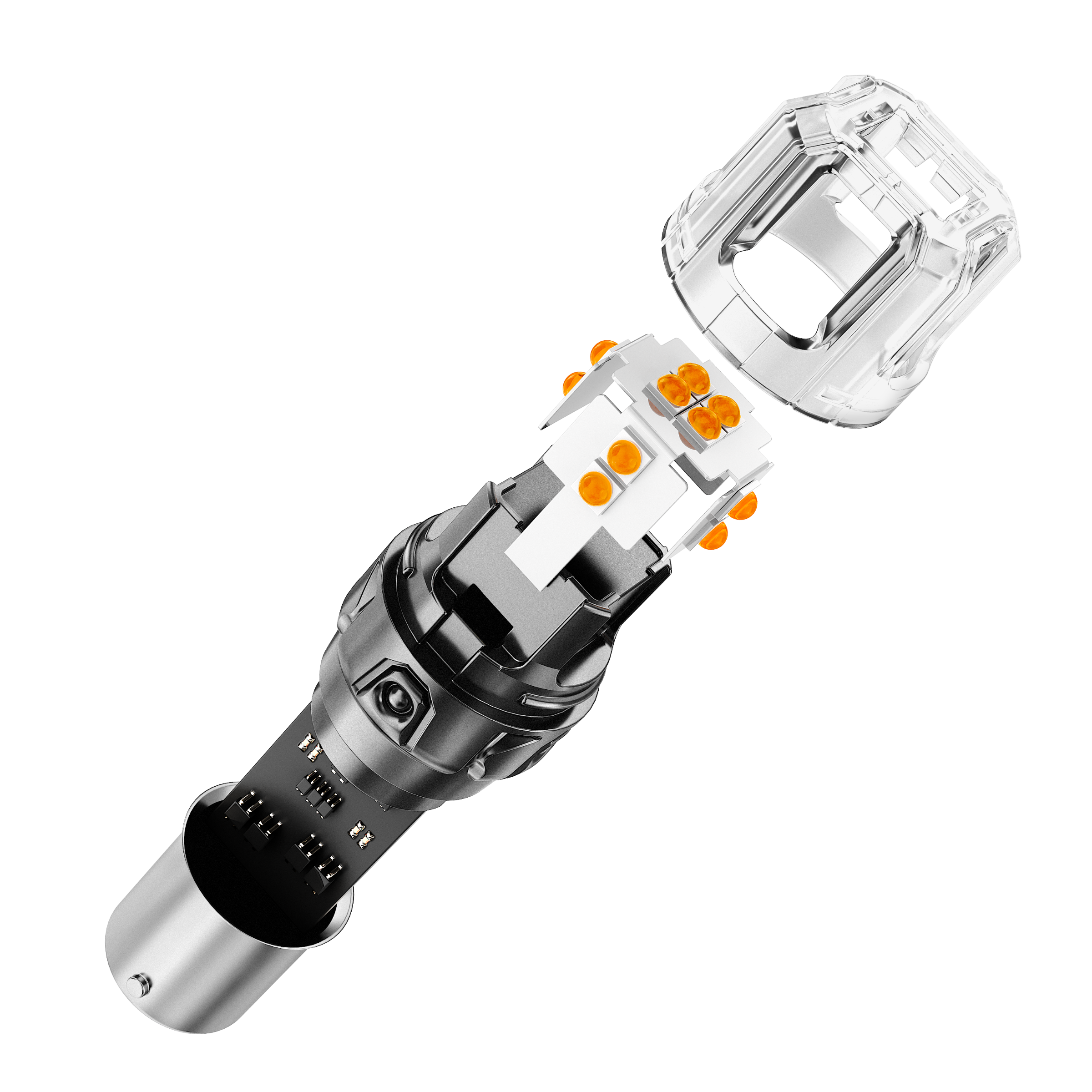 Auxbeam BAU15S / 7507 LED Turn Signal Bulbs – B52 Series, Front/Rear & Side Marker Lights, 13W, 500% Brighter, 3000K Amber, CAN-Bus Error-Free (2 Pack)