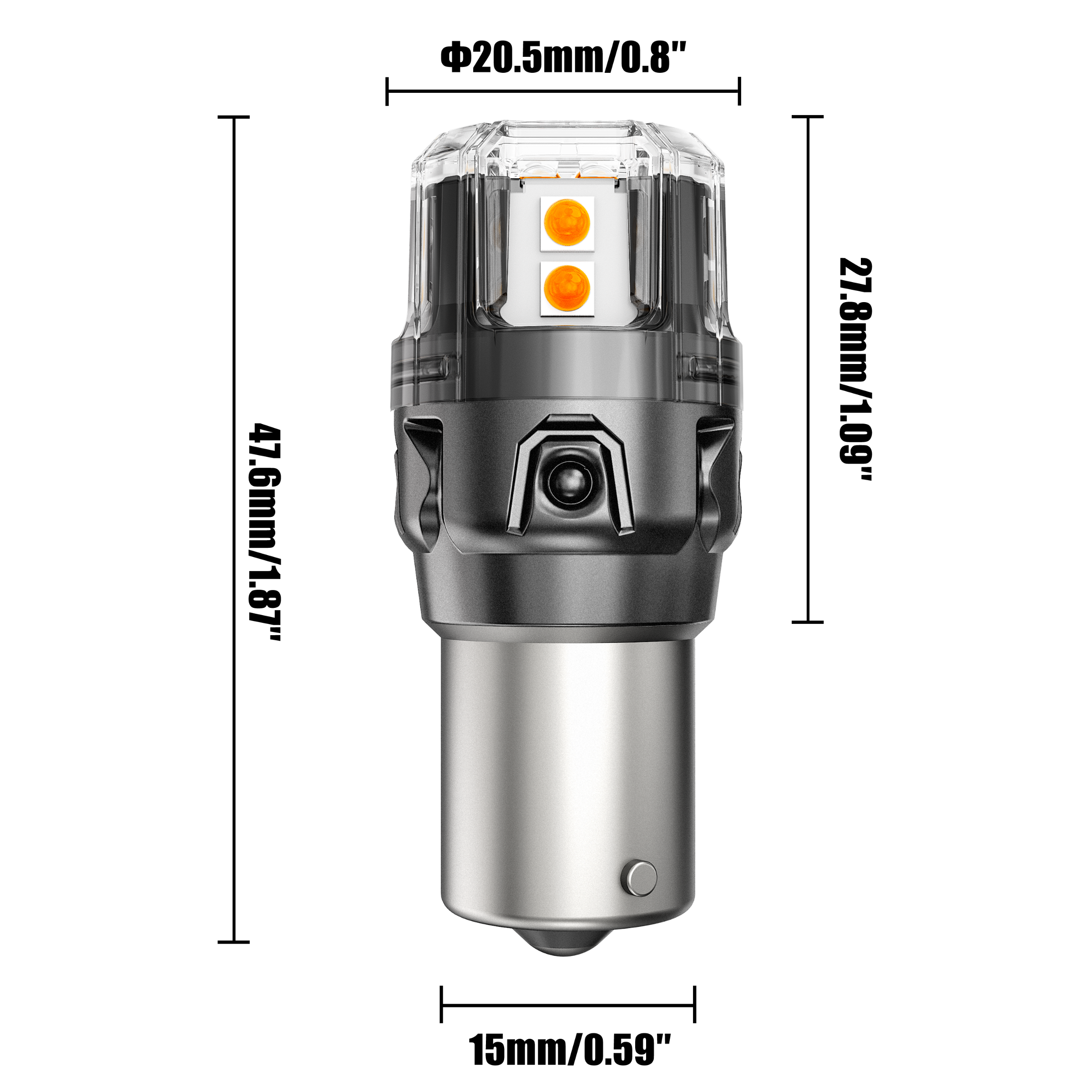 Auxbeam BAU15S / 7507 LED Turn Signal Bulbs – B52 Series, Front/Rear & Side Marker Lights, 13W, 500% Brighter, 3000K Amber, CAN-Bus Error-Free (2 Pack)