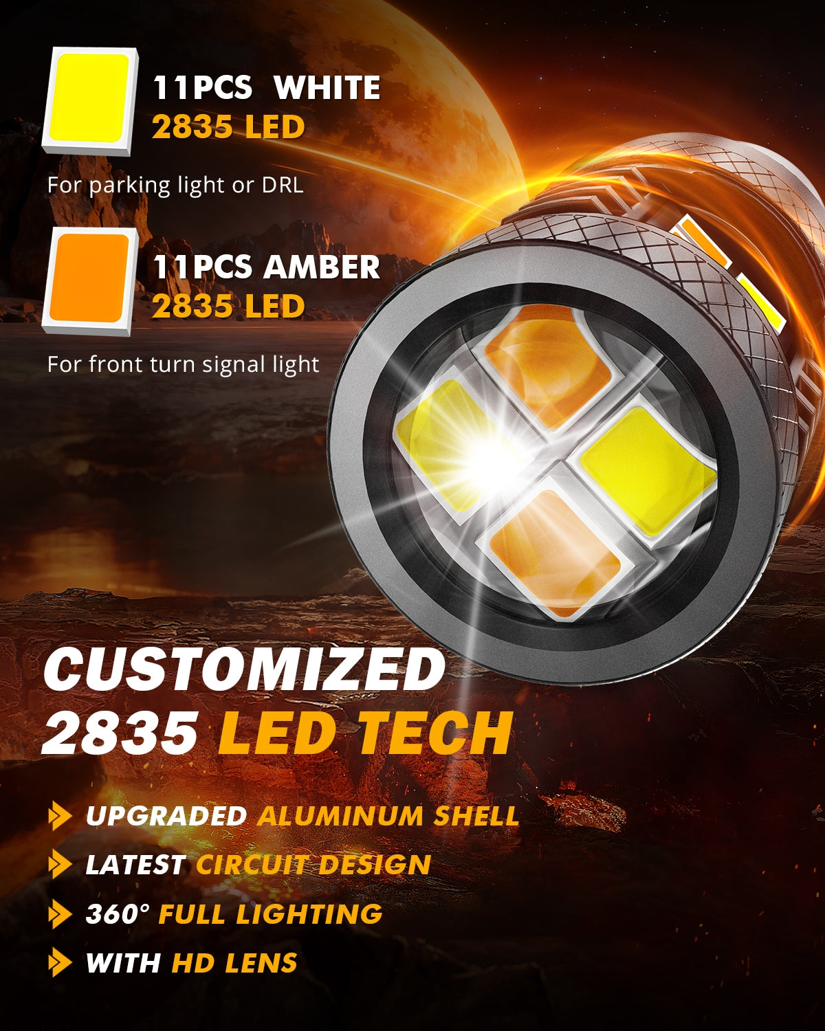 Auxbeam 1157 BAY15D LED Switchback Bulbs – White DRL & Amber Turn Signal, 400% High Brightness (2 Pack)