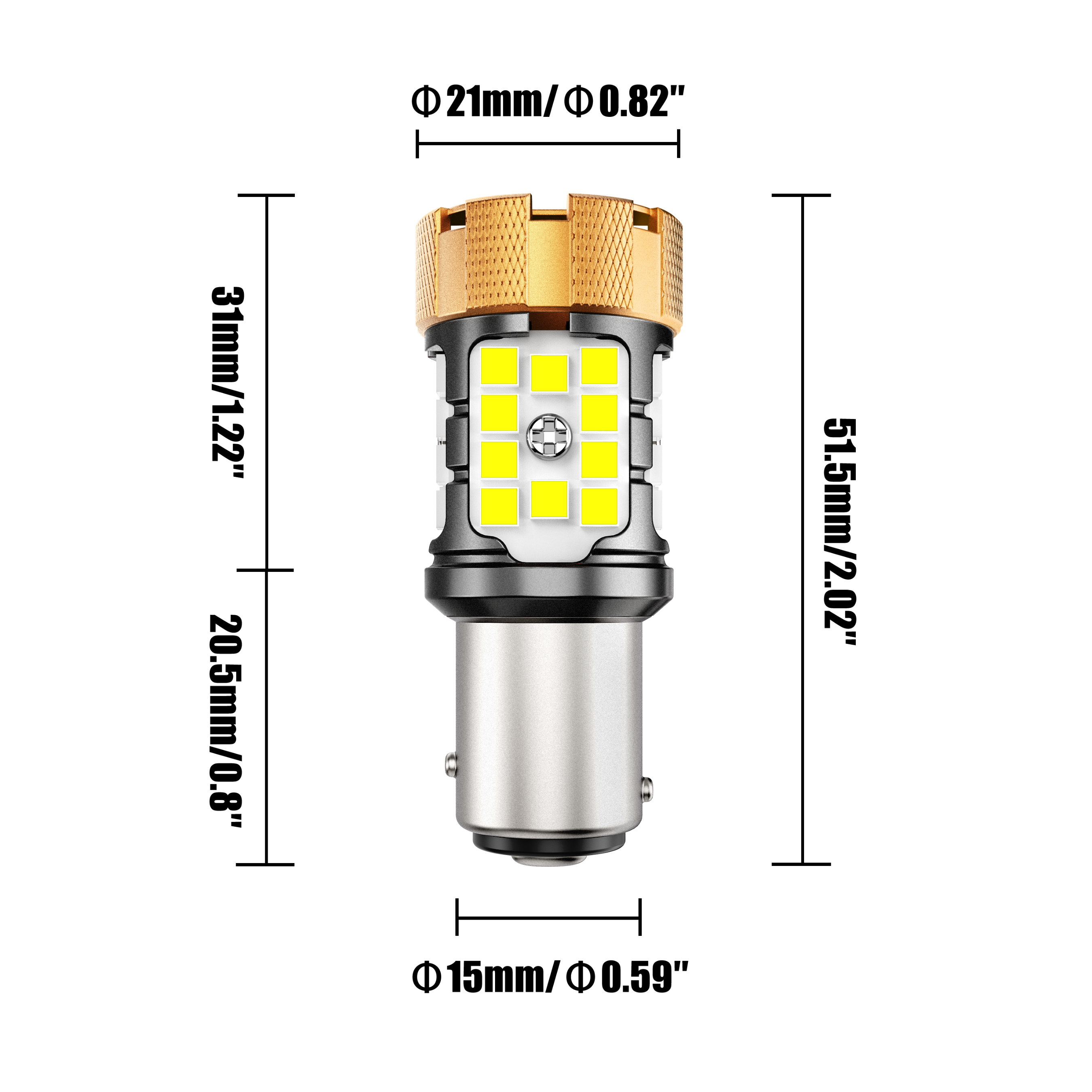 Auxbeam 1157 BAY15D LED Bulbs – B21-PRO Series, Backup/Reverse/Turn Signal/Brake/Tail Lights, 50W, 4000LM, 6500K White, CAN-Bus Error-Free (2 Pack)