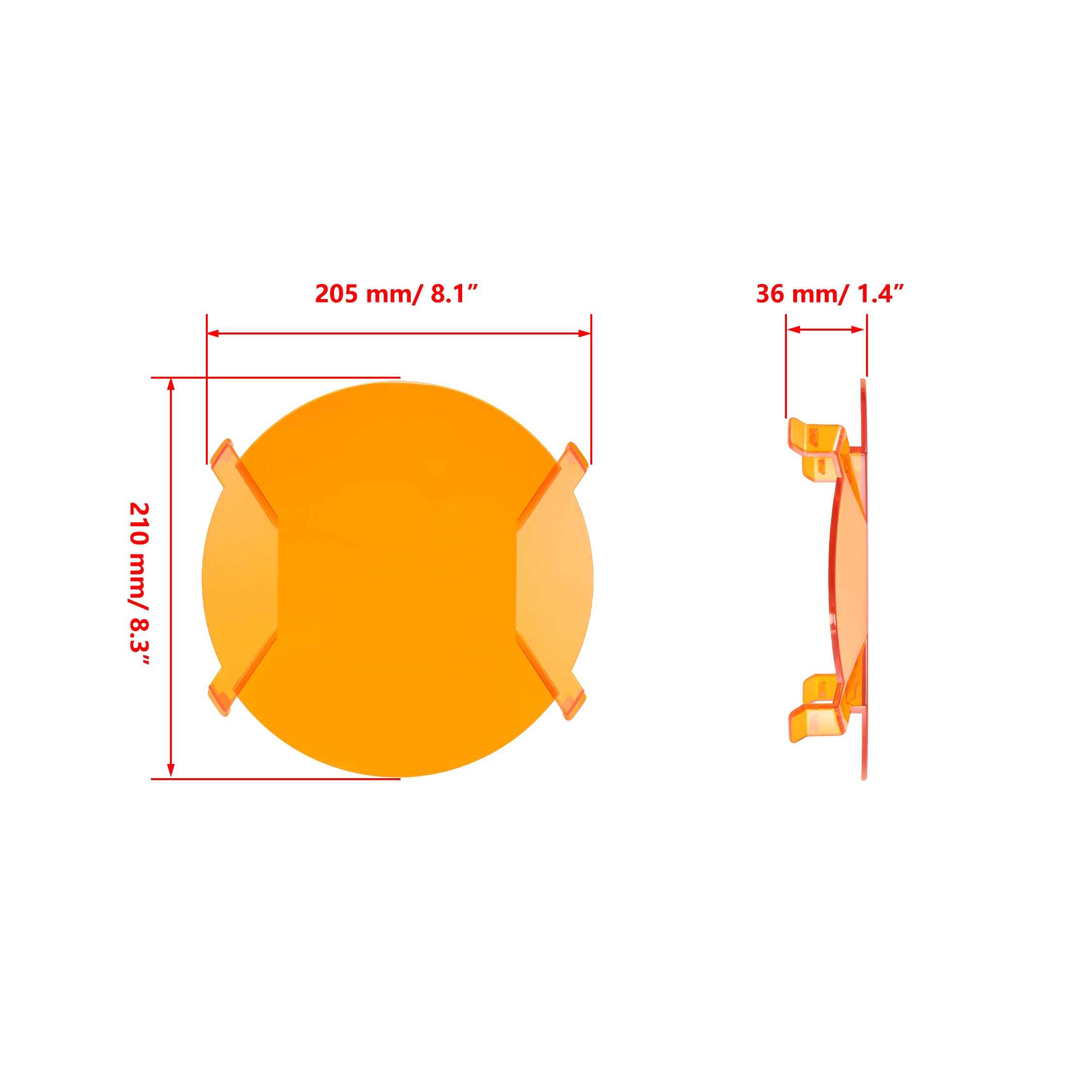 Auxbeam V-ULTRA Series LED Pod Light Covers – 3"/5"/7"/9", Dark Amber