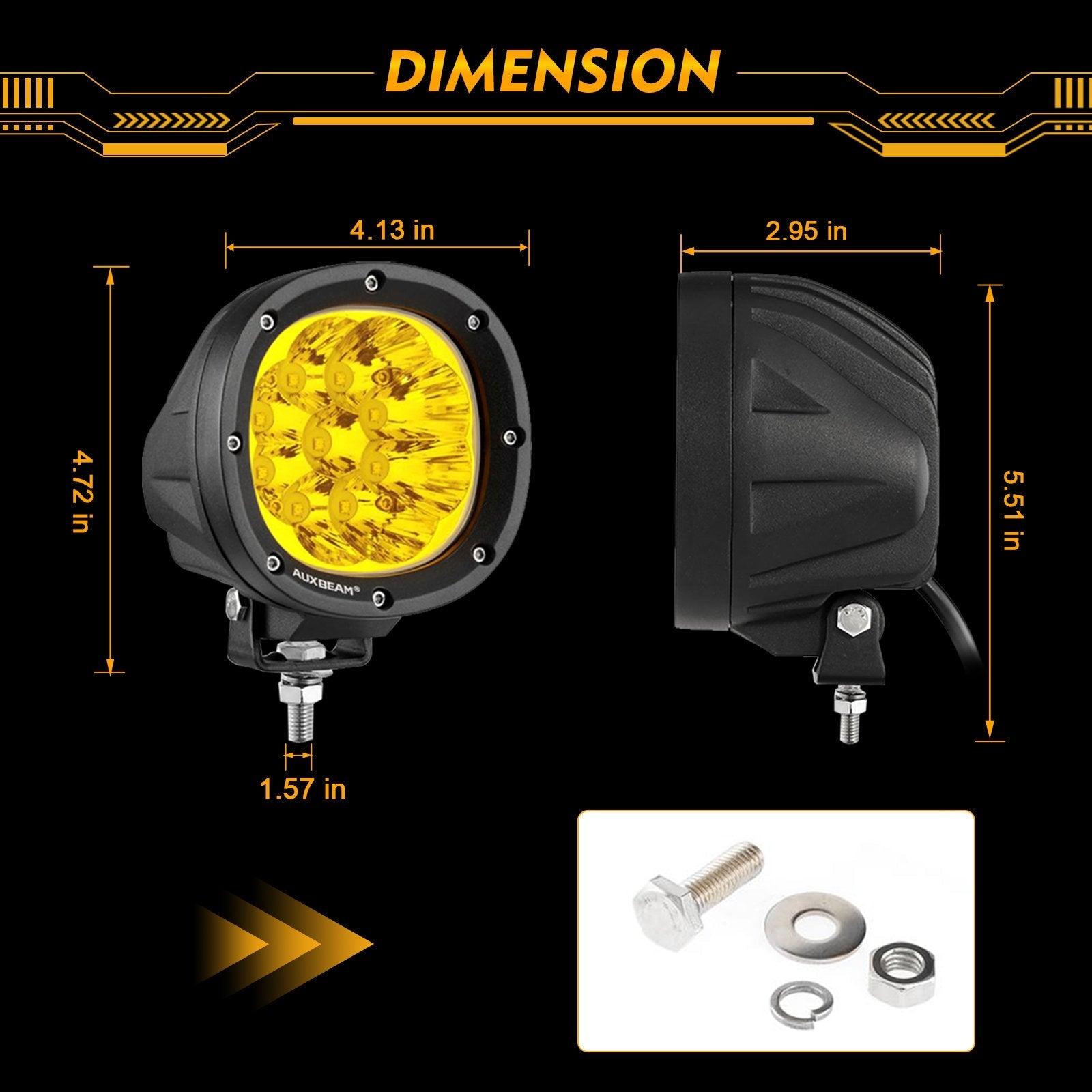 Auxbeam P4 Series 4" LED Driving Lights – 90W, Amber Spot Beam