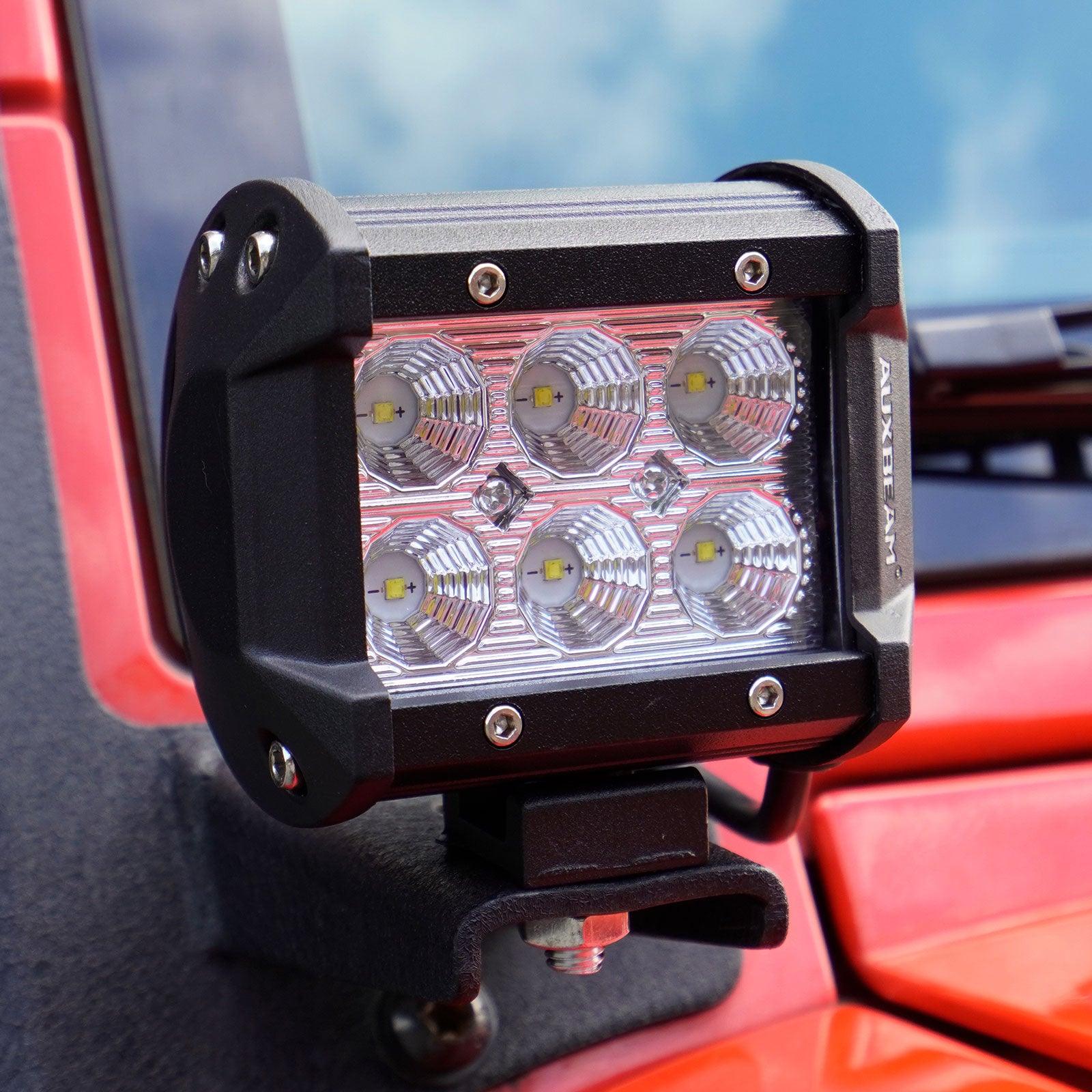Auxbeam Classic-SM Series 4" LED Pod Lights – Dual Row, 6000K White, Spot/Flood Beam