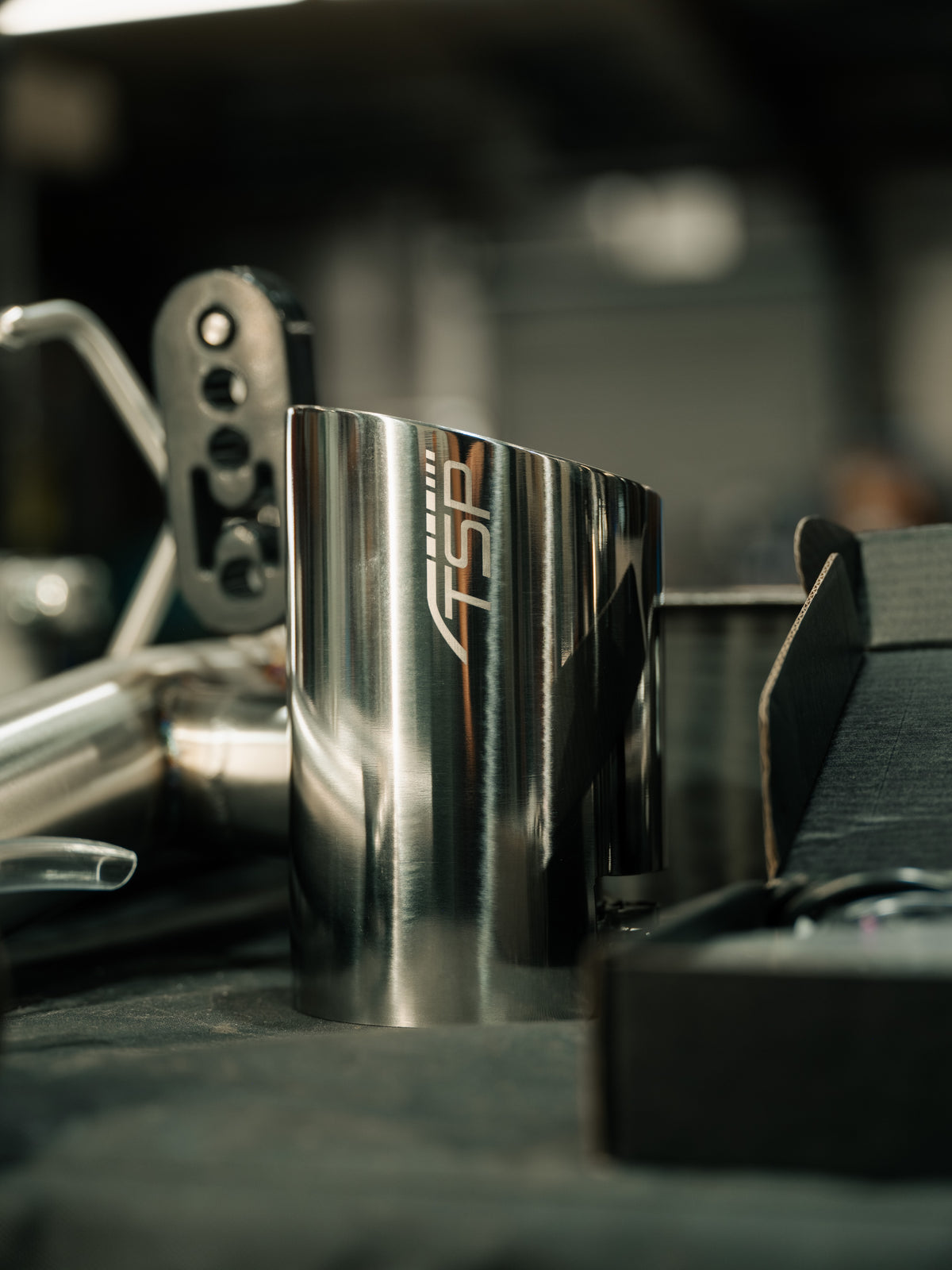 Polished 4 inch TSP-etched exhaust tip on the Hibiki valved exhaust system