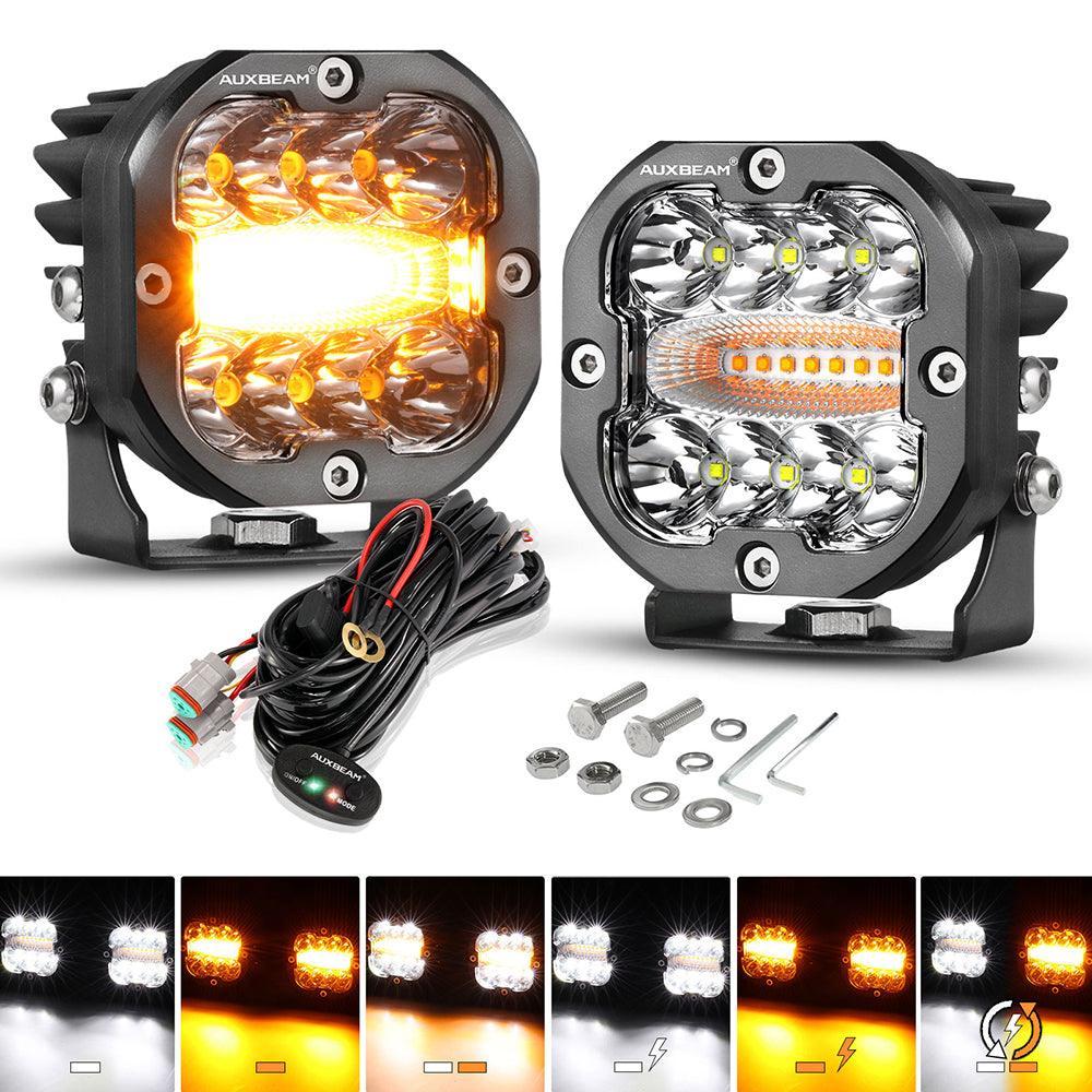 Auxbeam XP-ULTRA Series 3" LED Pods – 96W, 9,600LM, White/Amber, 6 Modes