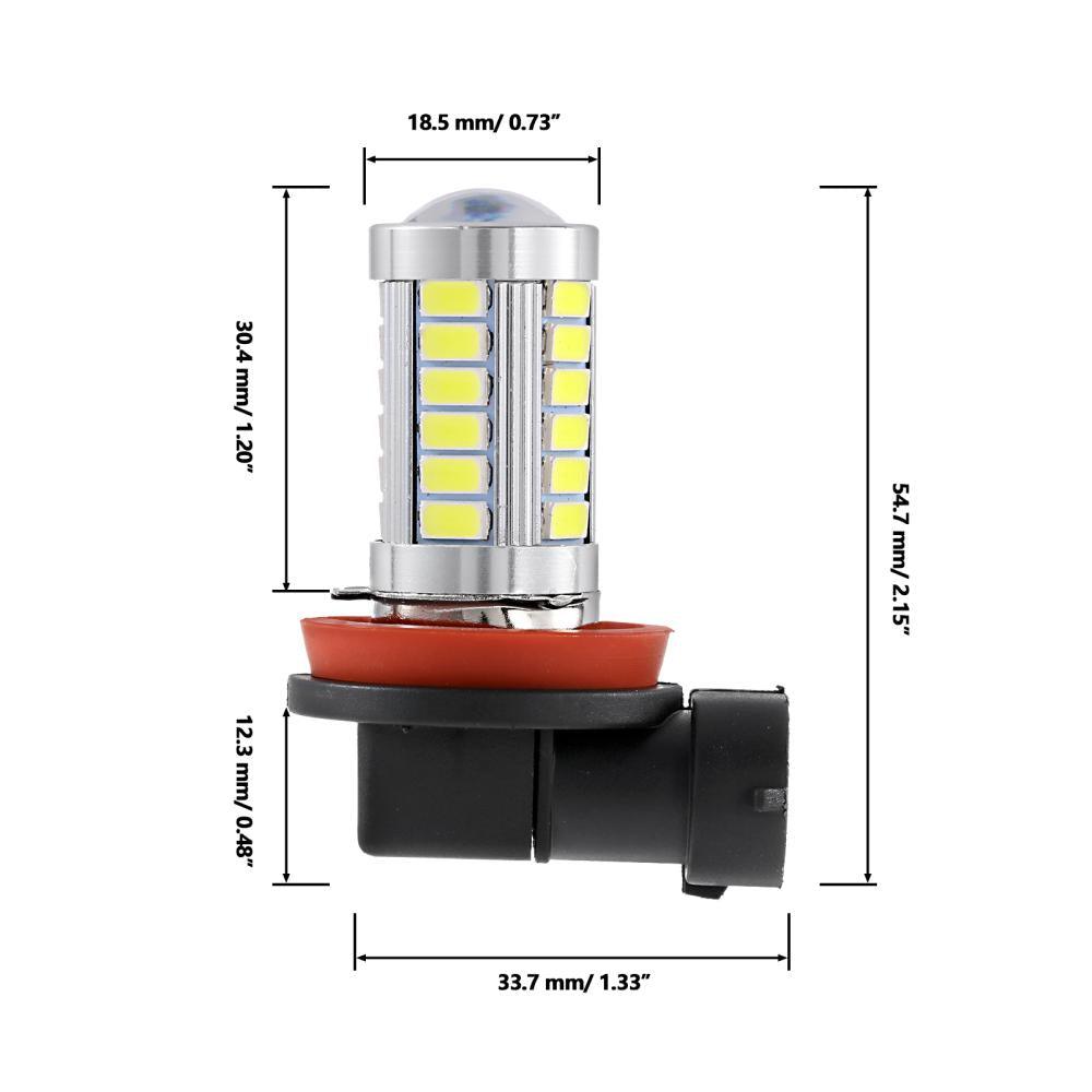 Auxbeam H11 / H9 / H8 / H16JP LED Fog Light & DRL Bulbs – 33LED Series, 50W, 4000LM, 6500K White (2 Pack)