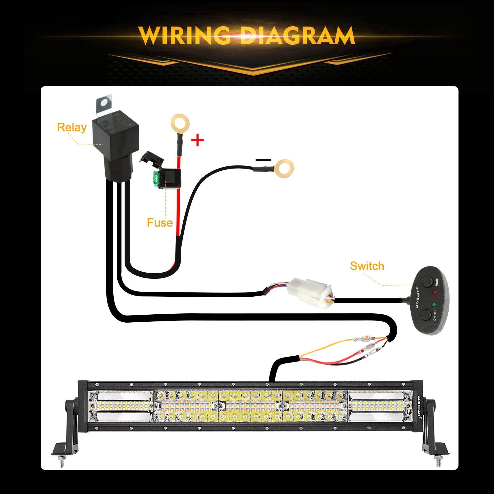 Auxbeam 6 Modes Series 22" LED Light Bar – White & Amber, Off-Road