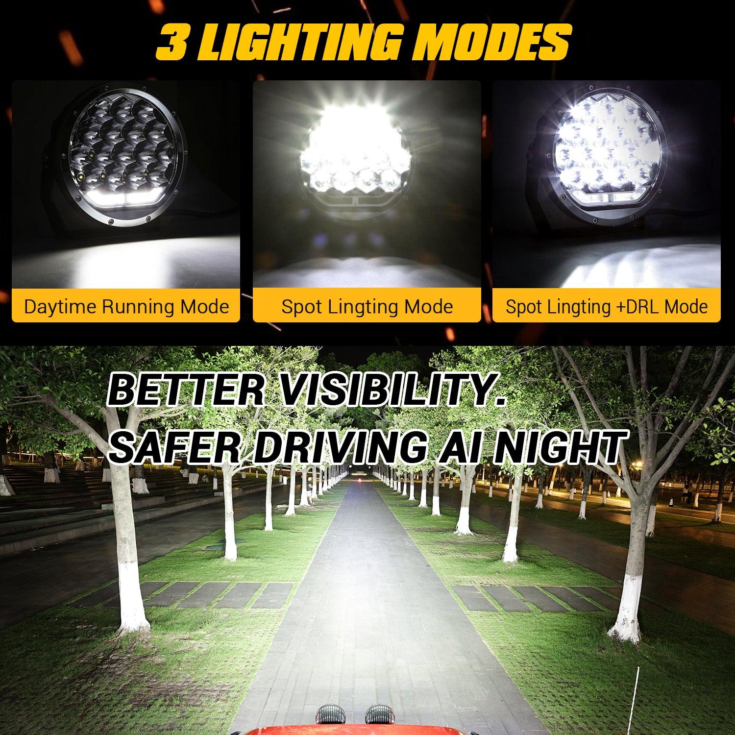 Auxbeam 7" 178W Round LED Driving Lights – Spot Beam, Off-Road (2 Pack)