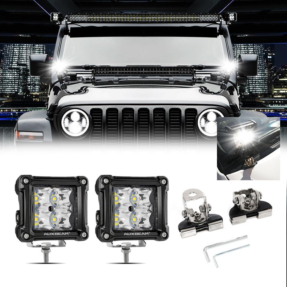 Auxbeam 3" LED Light Pods – Spot/Flood Beam, Includes Universal Mounting Brackets