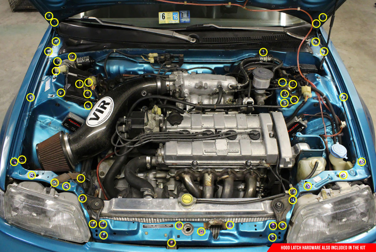 Dress Up Bolts Stage 2 Titanium Hardware Engine Bay Kit for 88-91 Honda Civic [EF]