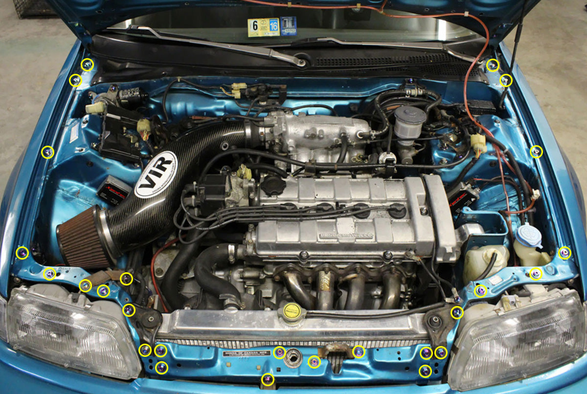 Dress Up Bolts Stage 1 Titanium Hardware Engine Bay Kit for 88-91 Honda Civic [EF]