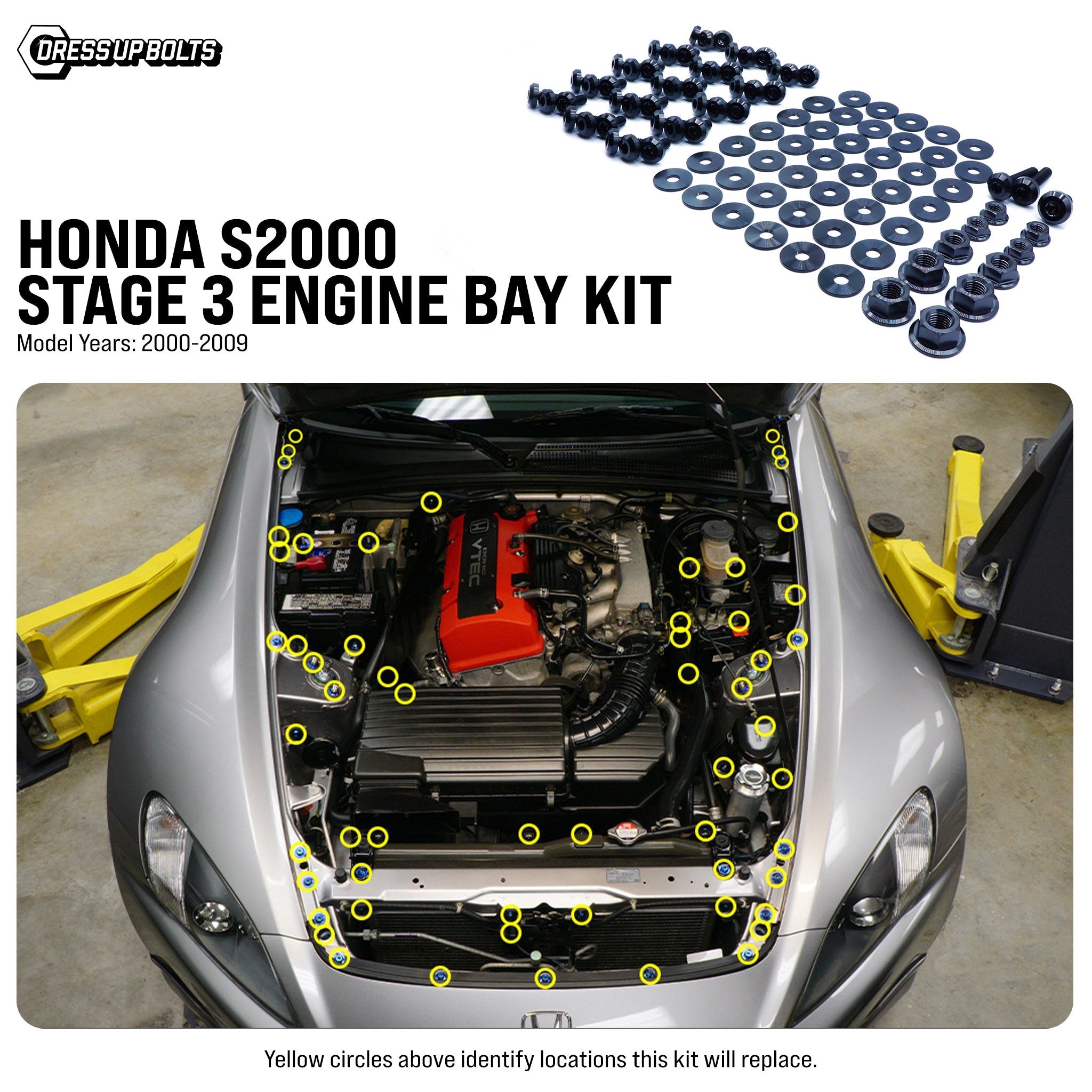 Dress Up Bolts Stage 3 Titanium Hardware Engine Bay Kit for 99-09 Hond