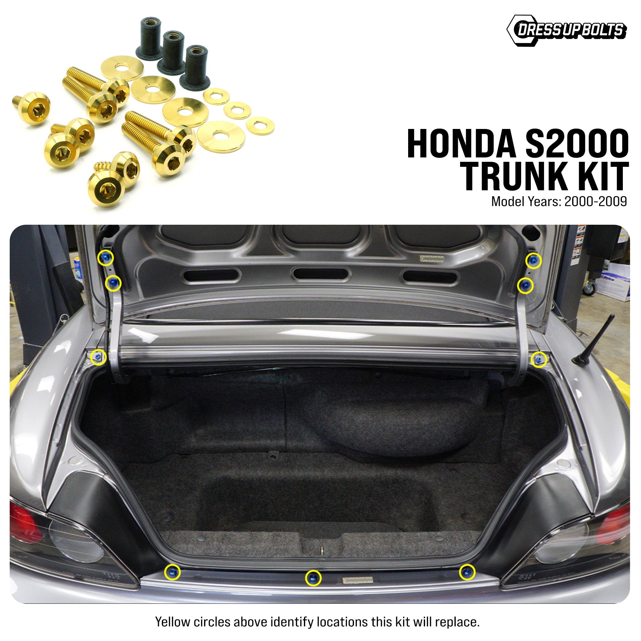 Dress Up Bolts Titanium Hardware Trunk Kit for 99-09 Honda S2000 [AP1/2]