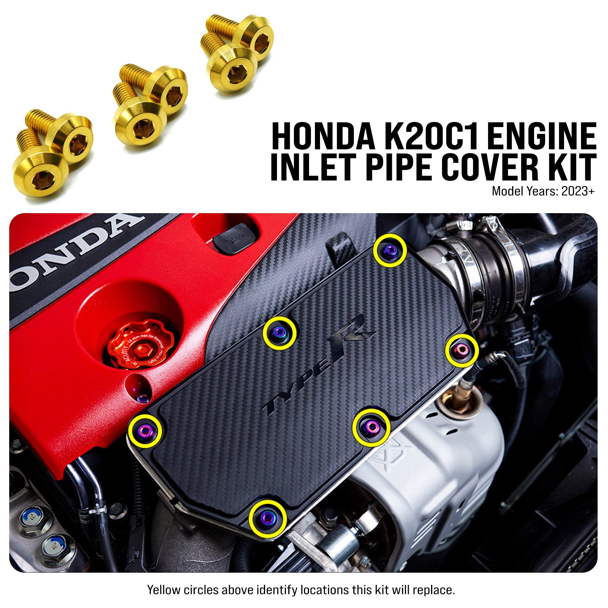Dress Up Bolts Titanium Hardware Inlet Pipe Cover Kit for Honda K20C1/8 Engine [FK8/FL5/DE5]
