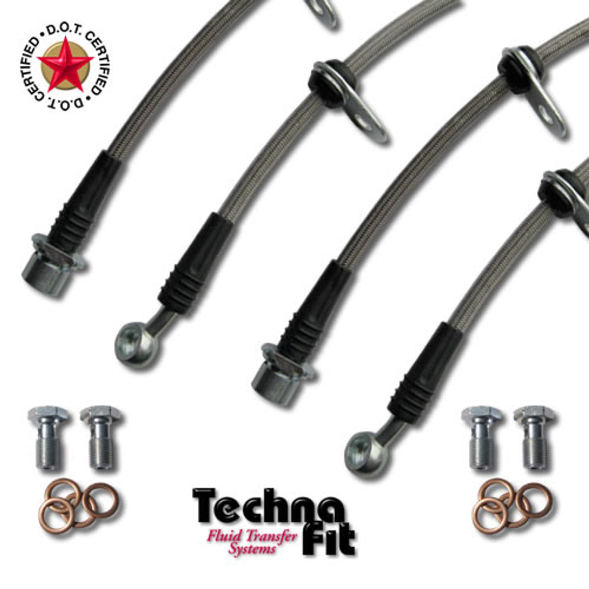 TechnaFit Stainless Steel Braided Brake Lines (Front & Rear) for 2012-2015 Honda Civic Si - ** Returned Item **