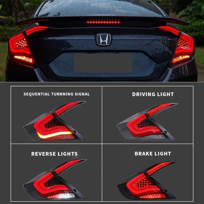 TSP LED Tail Lights for 2016-2021 Honda Civic Sedan [FC] - ** Returned Item **