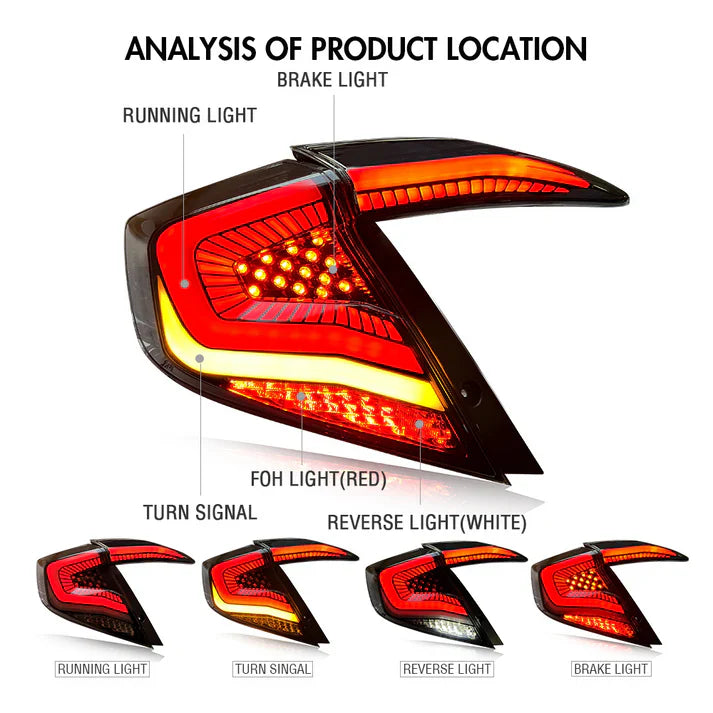 TSP LED Tail Lights for 2016-2021 Honda Civic Sedan [FC] - ** Returned Item **