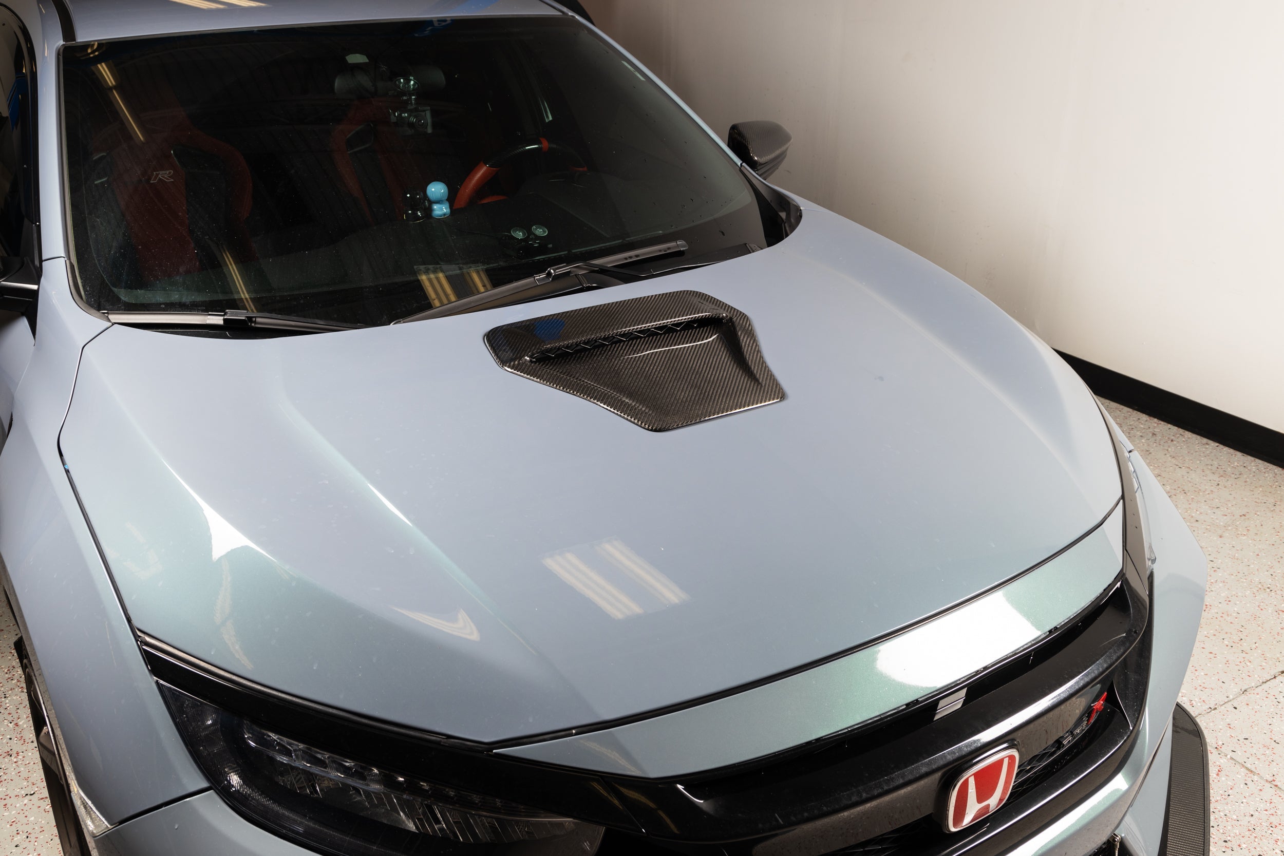 OLM LE Carbon Fiber Hood Scoop Cover - 2017 - 2021 Honda Civic Type R