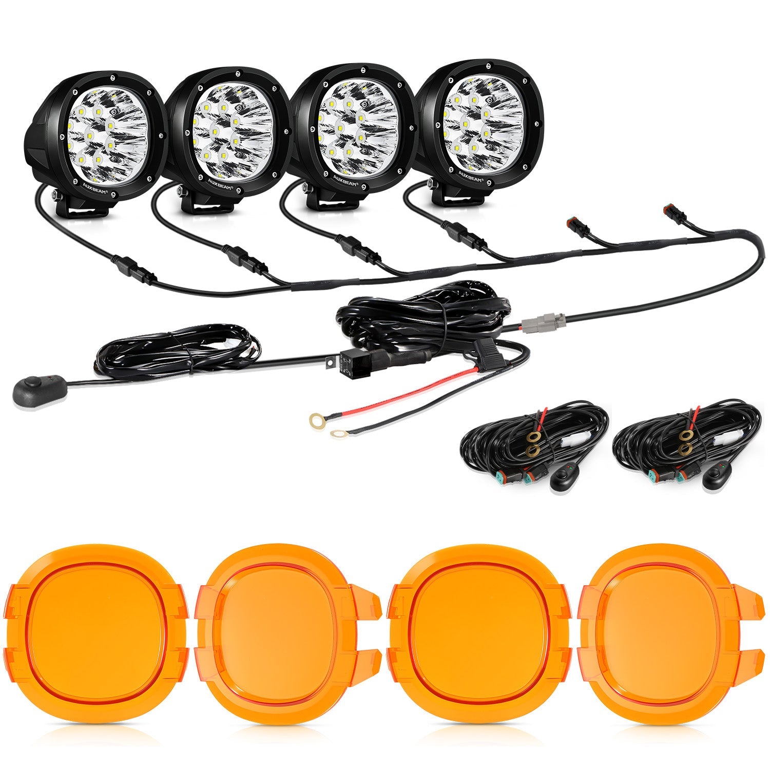 Auxbeam® 4 inch 90W round led pods spot white light | off road pod
