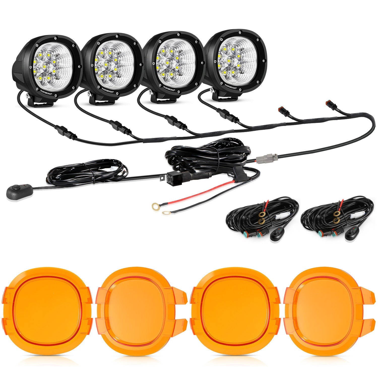 Auxbeam P4 Series 4" LED Driving Lights – 90W, 9,000LM, White Flood Beam