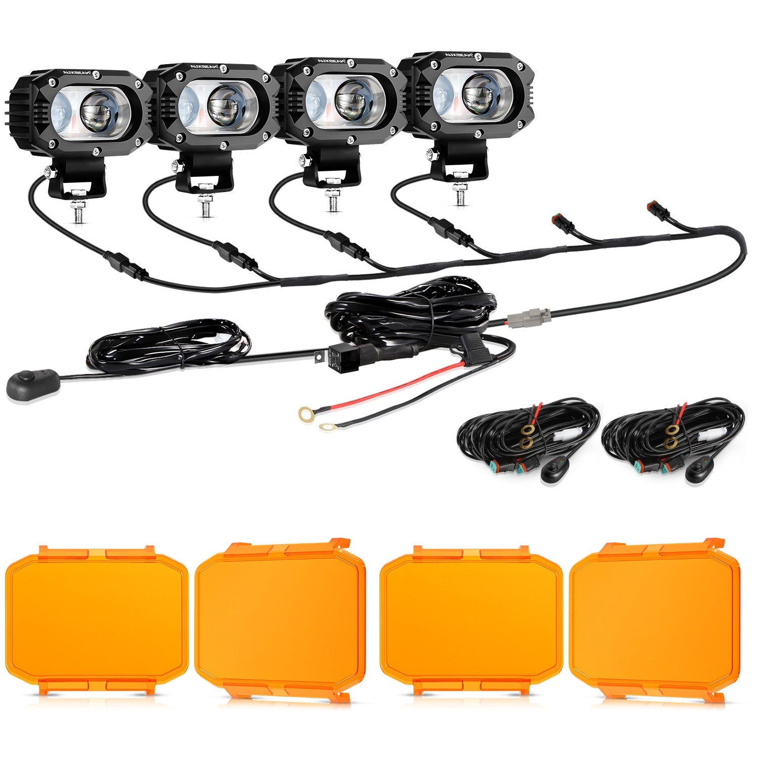 Auxbeam R4 Series 4" 60W LED Pod Lights – Spot Beam, White Driving Lights