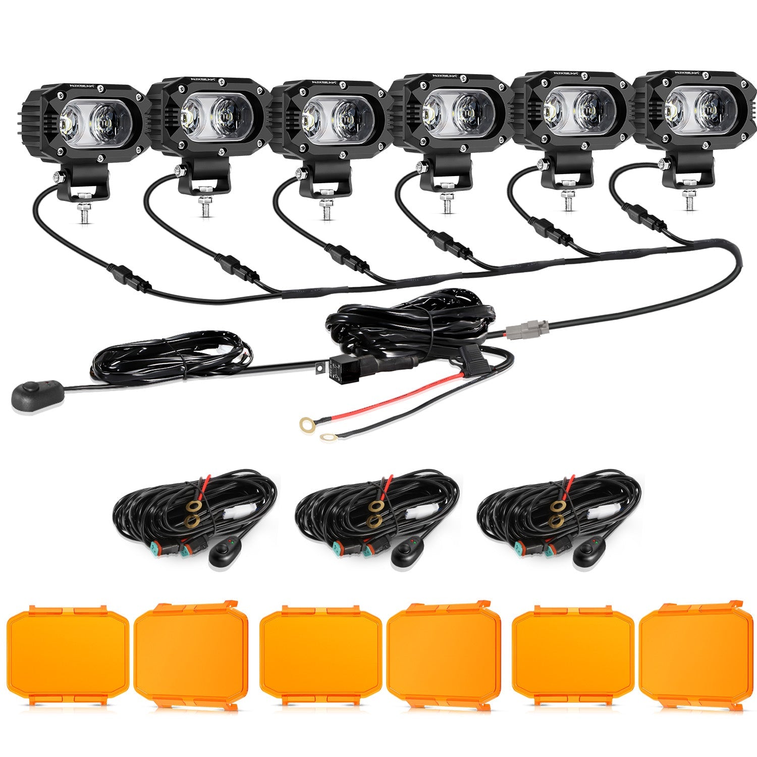 Auxbeam R4 Series 4" LED Light Pods – 60W, 120° Wide Beam, Corrugated Lens