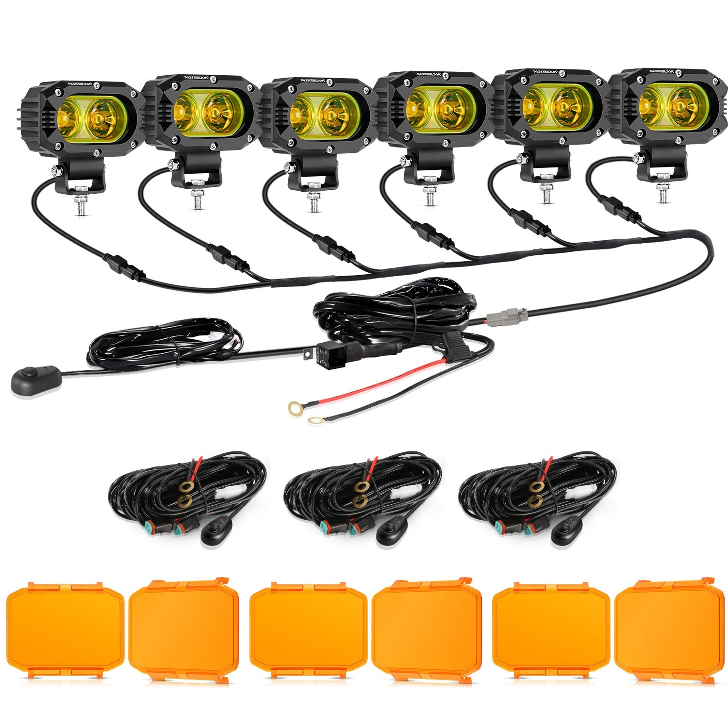 Auxbeam R4 Series 4" LED Pods – 60W, Amber Flood Beam