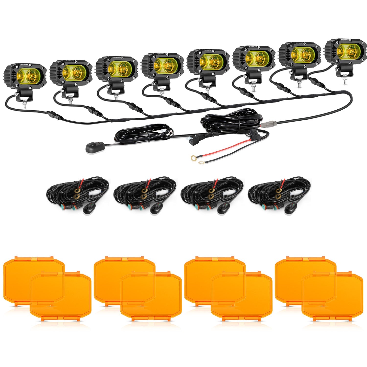 Auxbeam R4 Series 4" LED Pods – 60W, Amber Flood Beam
