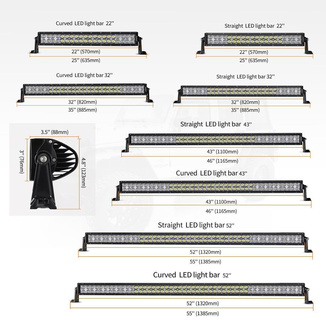Auxbeam V-Series 22" RGB LED Light Bar – Straight/Curved, Color-Changing, Off-Road