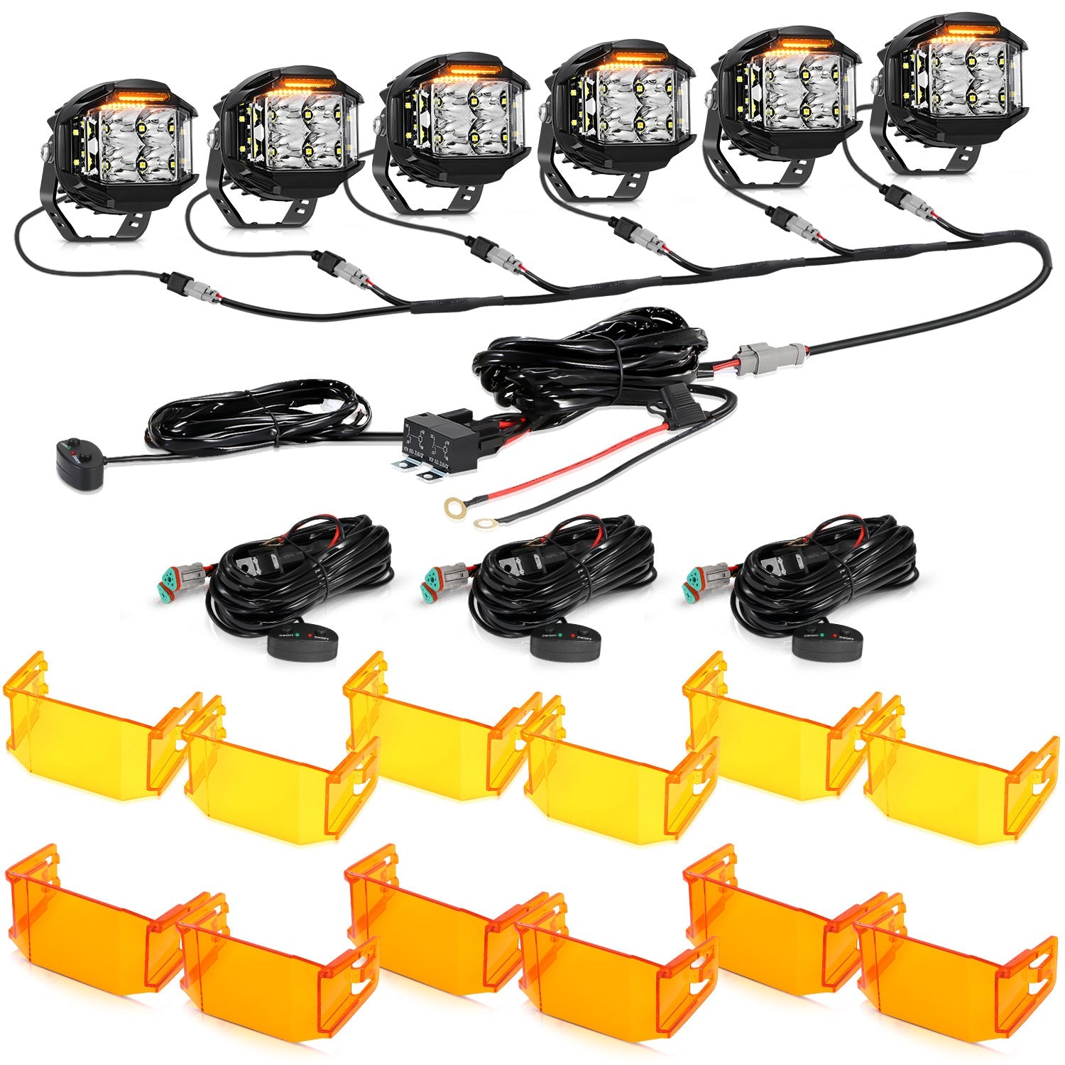 Auxbeam V-MAX Series 4" LED Pod Lights – 92W, 8,960LM, Spot Beam, Amber DRL