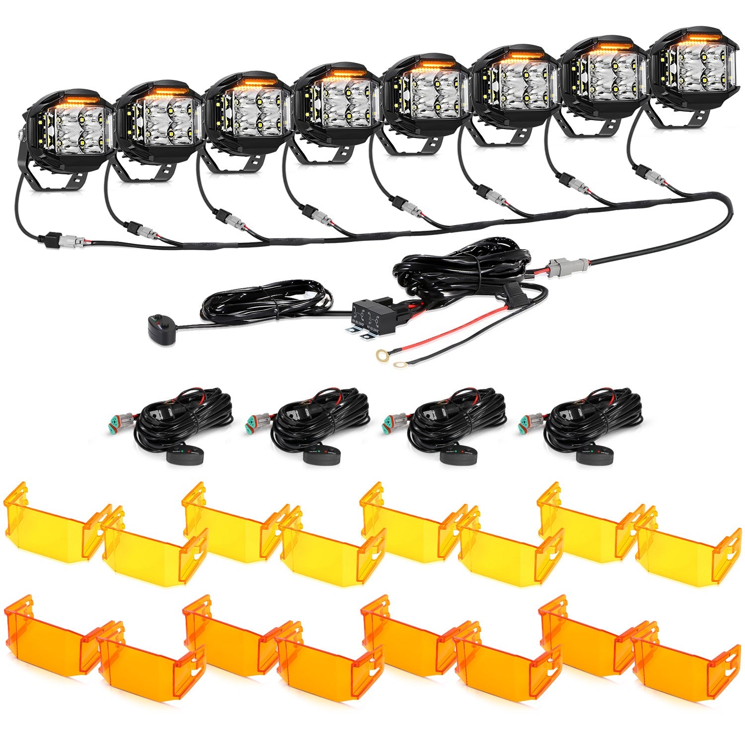 Auxbeam V-MAX Series 4" LED Pod Lights – 92W, 8,960LM, Spot Beam, Amber DRL