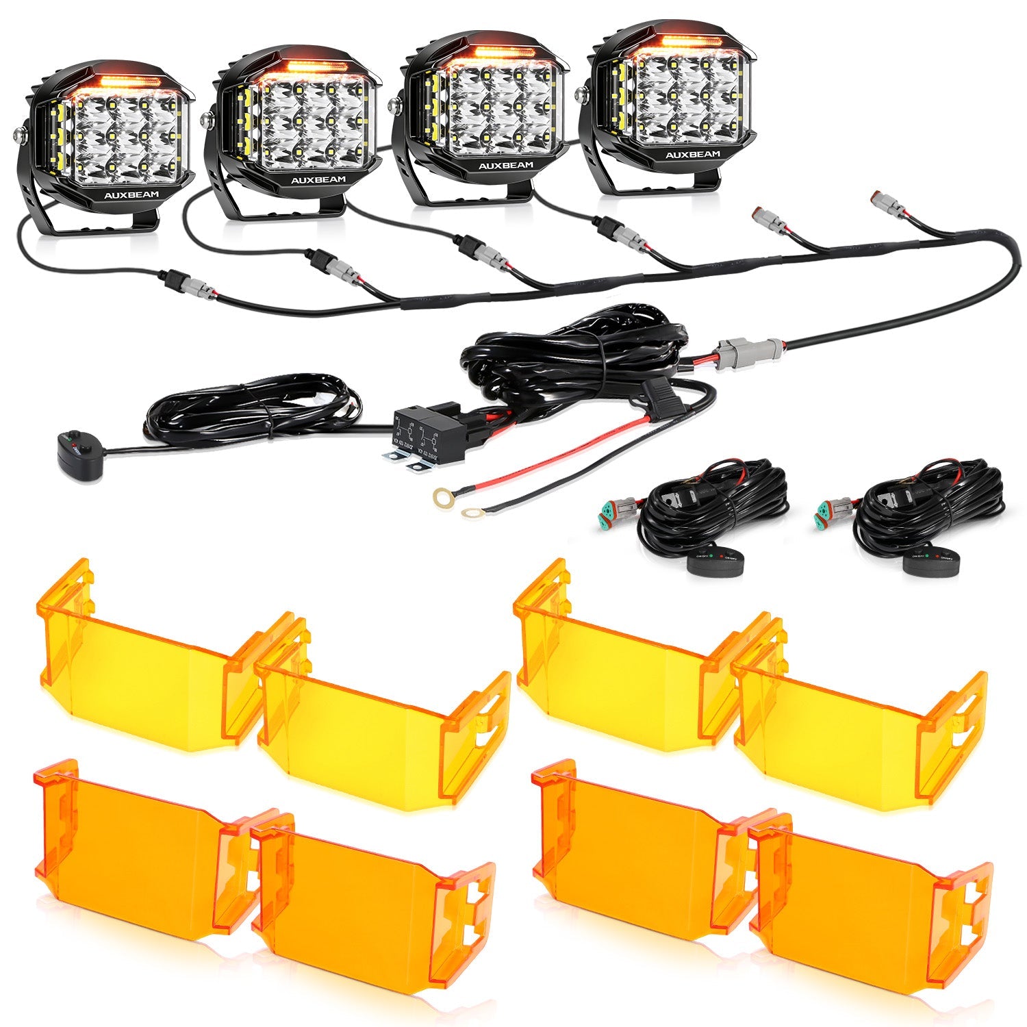 Auxbeam V-MAX Series 5" LED Pod Lights – 168W, 16,440LM, Spot Beam, Amber DRL