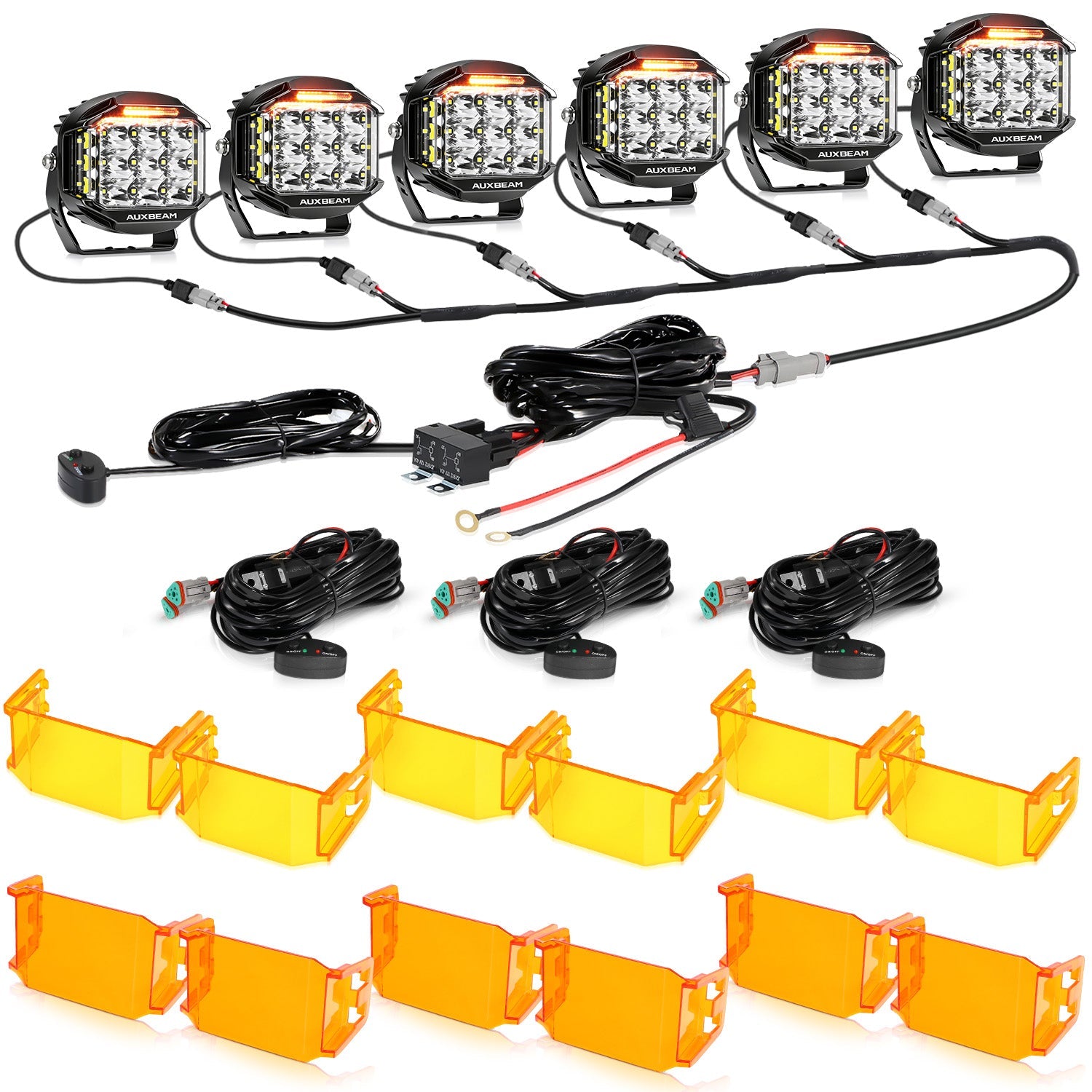 Auxbeam V-MAX Series 5" LED Pod Lights – 168W, 16,440LM, Spot Beam, Amber DRL