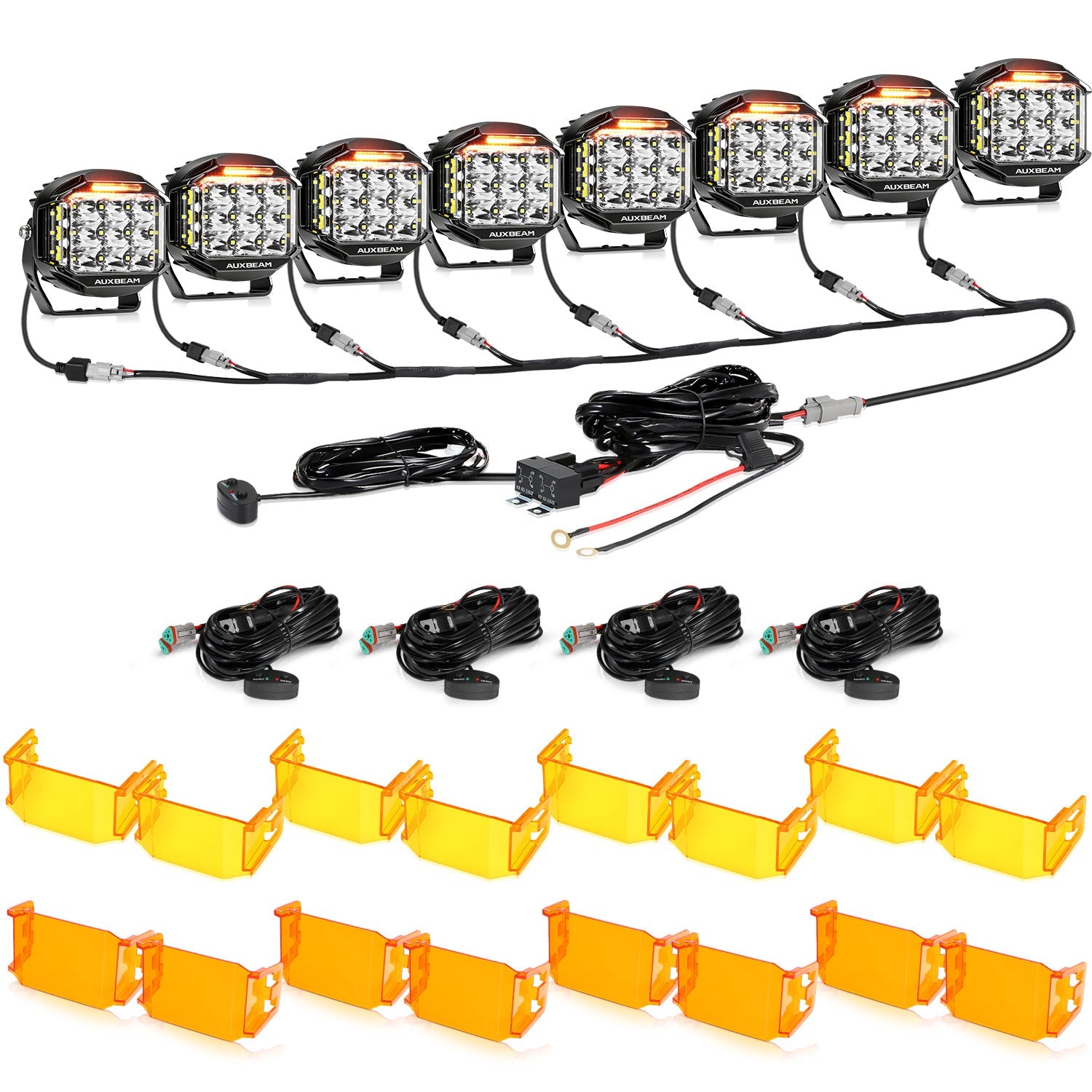 Auxbeam V-MAX Series 5" LED Pod Lights – 168W, 16,440LM, Spot Beam, Amber DRL