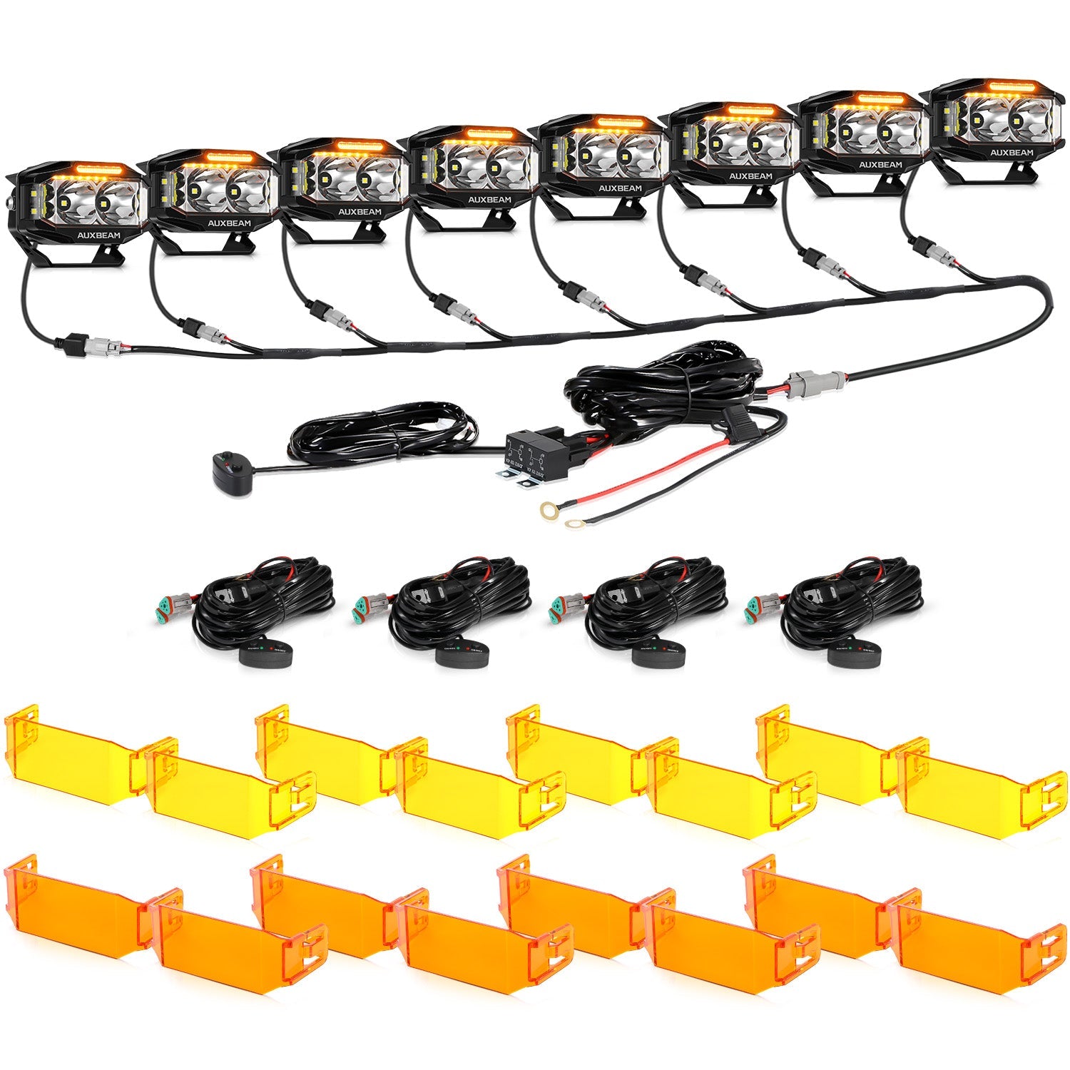Auxbeam V-MAX Series 4" Rectangular LED Pod Lights – 72W, 6,960LM, Spot Beam Side Shooter, Amber DRL