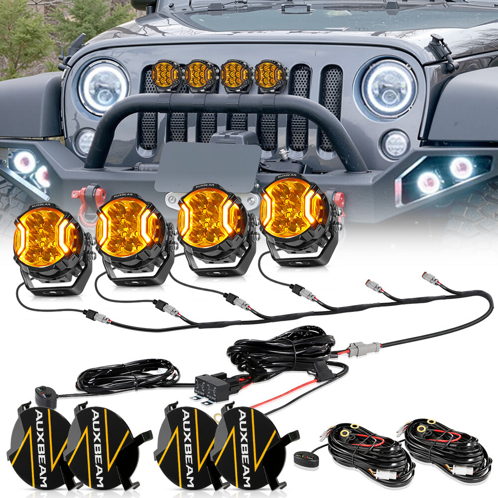 Auxbeam V-ULTRA Series 3" LED Side Shooter Pods – 108W, Amber, Amber DRL