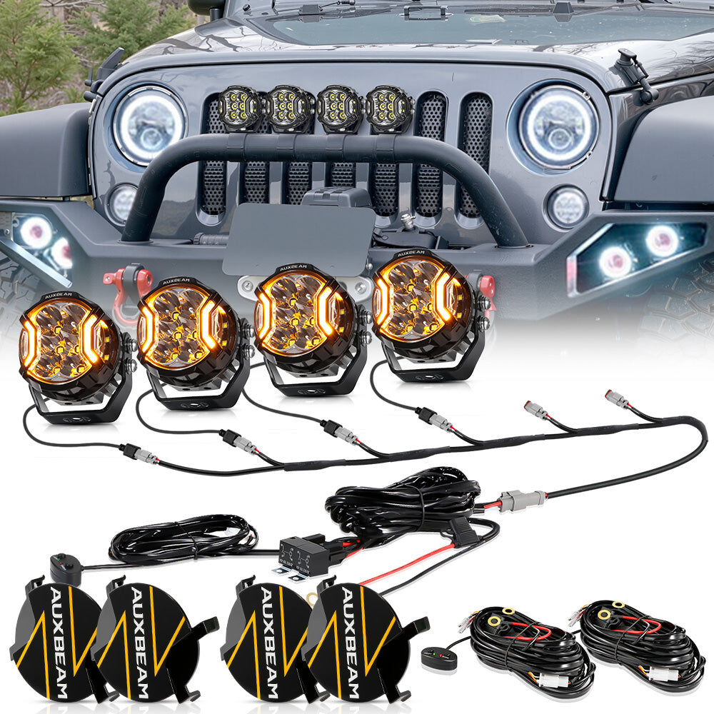 Auxbeam V-ULTRA Series 3" LED Side Shooter Pods – 108W, White, Amber DRL