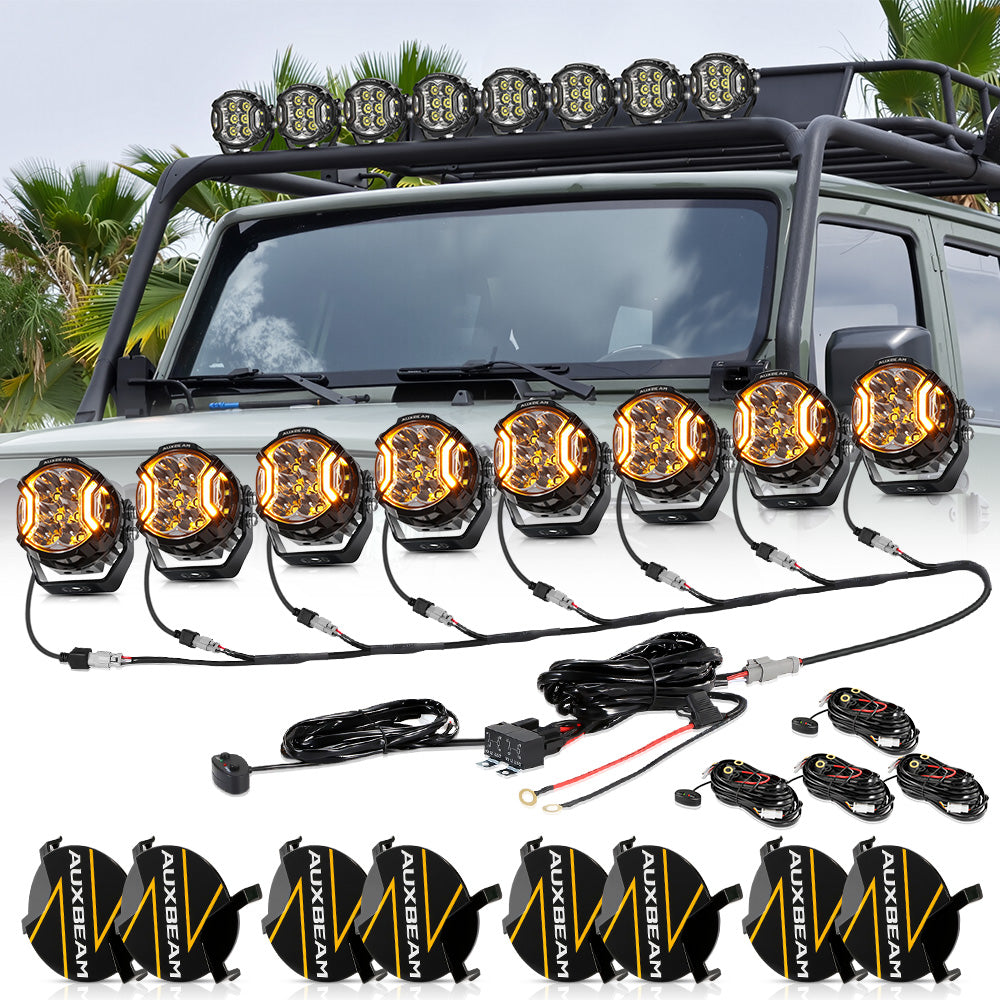 Auxbeam V-ULTRA Series 3" LED Side Shooter Pods – 108W, White, Amber DRL