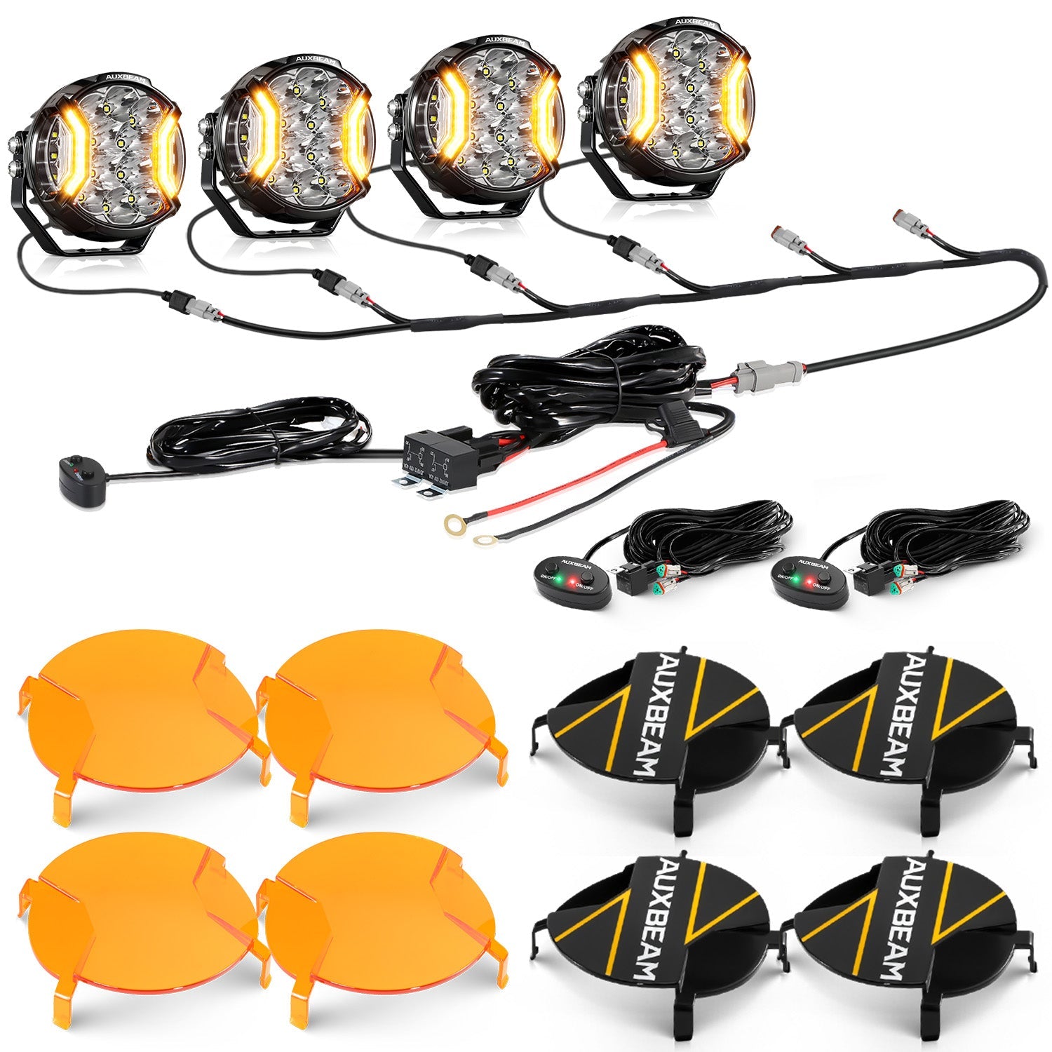 Auxbeam V-ULTRA Series 5" LED Side Shooter Pods – 172W, White, Amber DRL