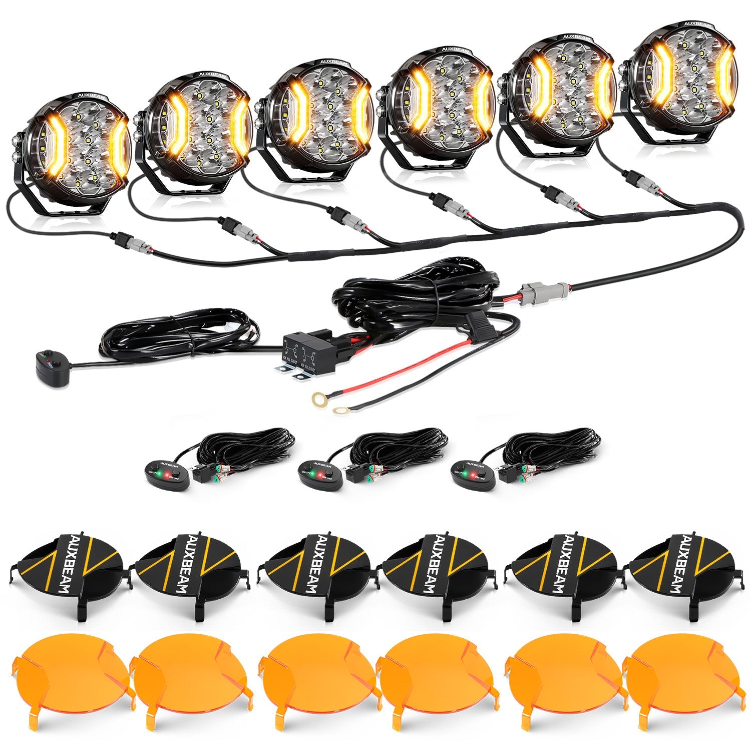 Auxbeam V-ULTRA Series 5" LED Side Shooter Pods – 172W, White, Amber DRL