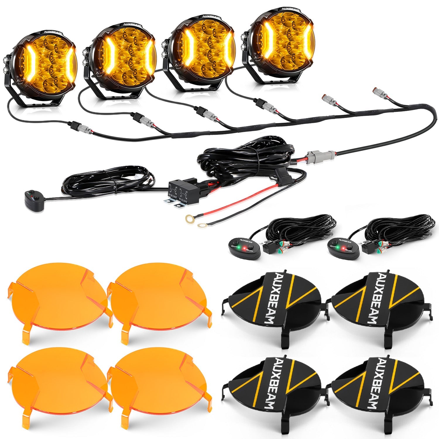 Auxbeam V-ULTRA Series 5" LED Side Shooter Pods – 172W, Amber, Amber DRL