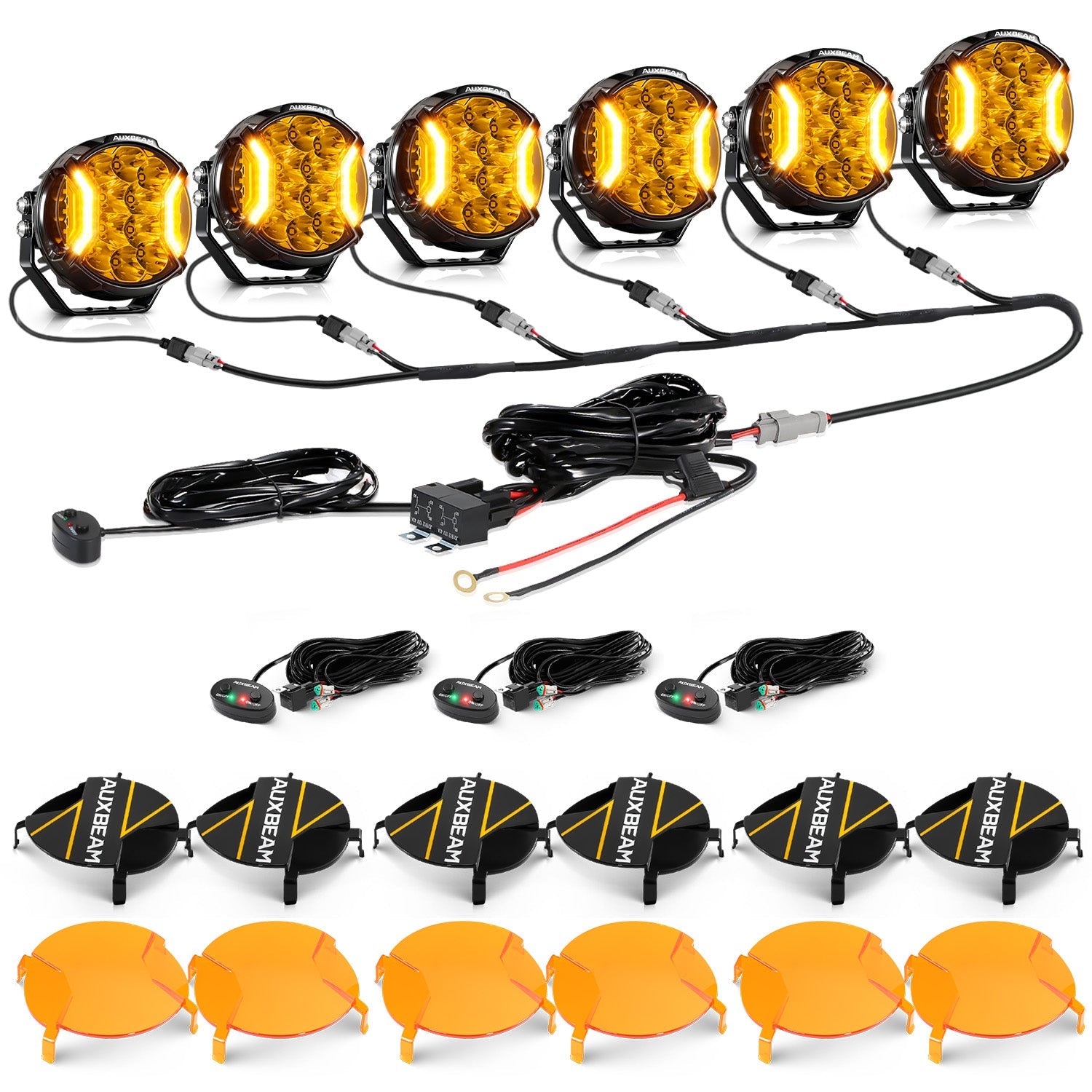 Auxbeam V-ULTRA Series 5" LED Side Shooter Pods – 172W, Amber, Amber DRL