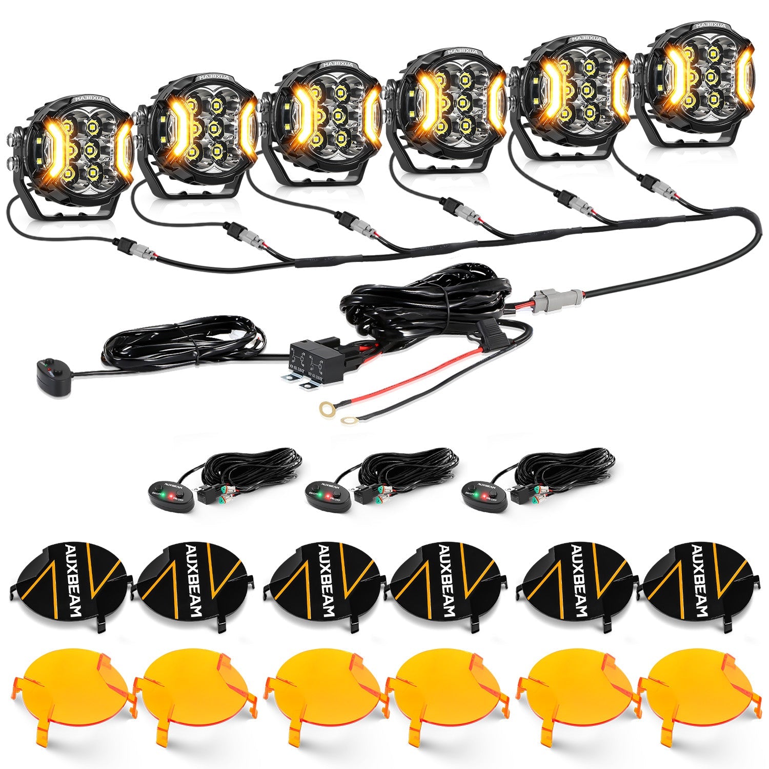 Auxbeam V-ULTRA Series 3" LED Side Shooter Pods – 108W, White, Amber DRL