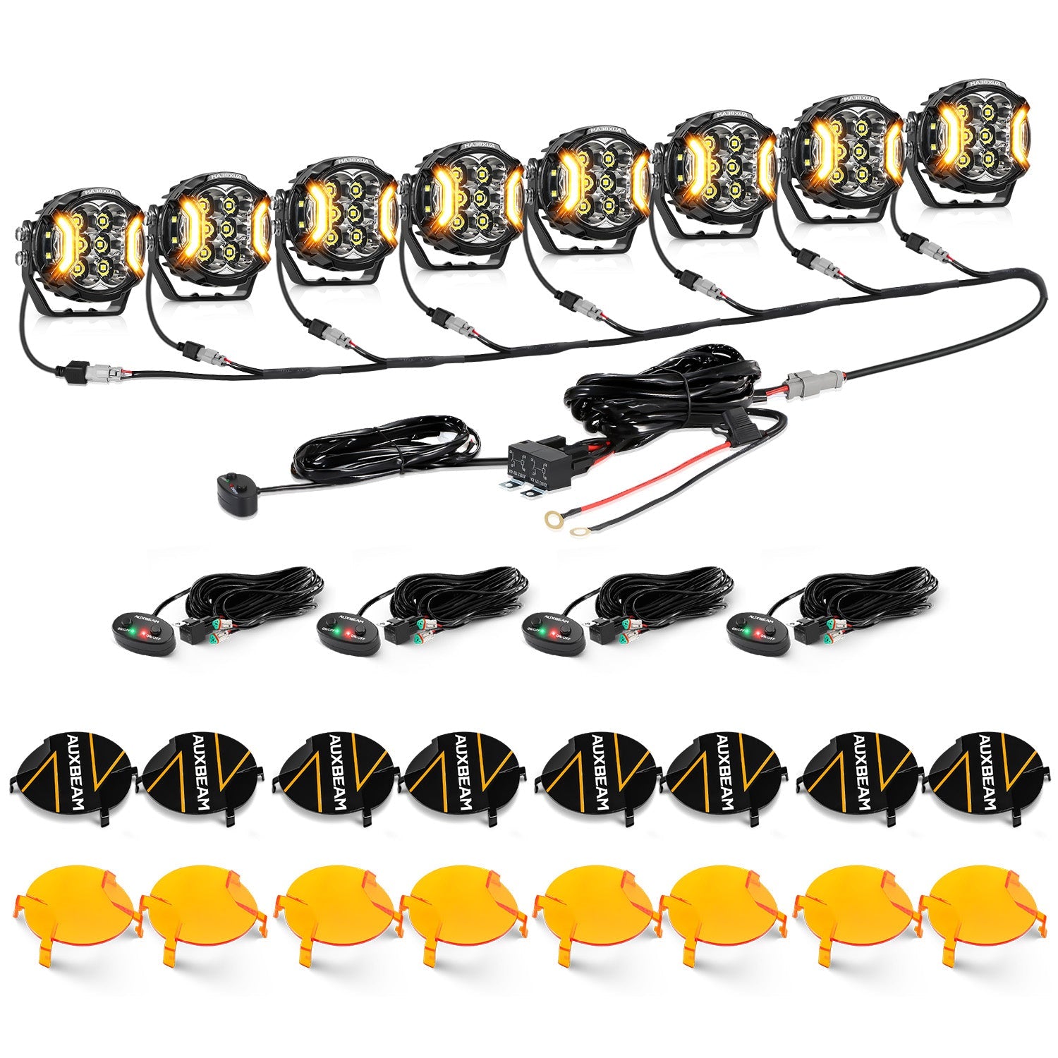 Auxbeam V-ULTRA Series 3" LED Side Shooter Pods – 108W, White, Amber DRL